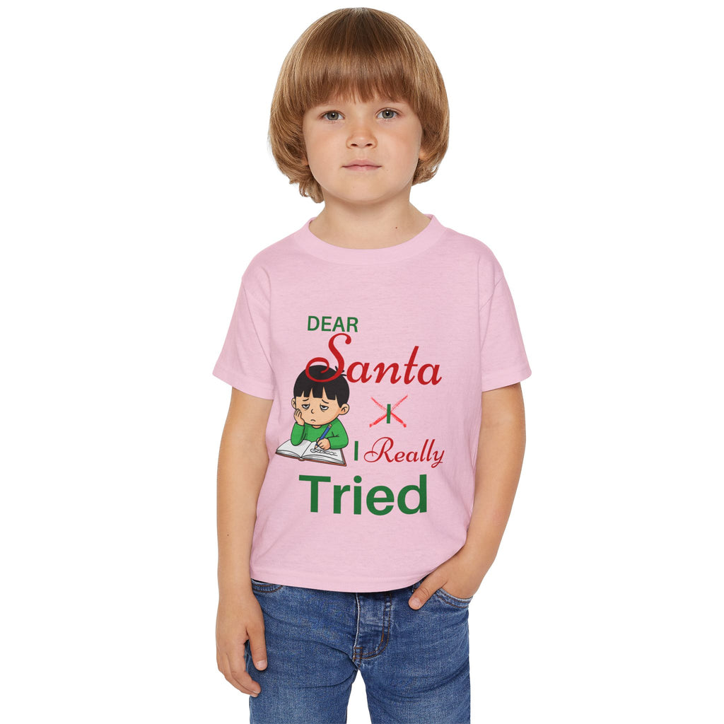 Cute  "Dear Santa I Really Tried"  Toddler-Child  Christmas Unisex  Heavy Cotton Tee Shirt