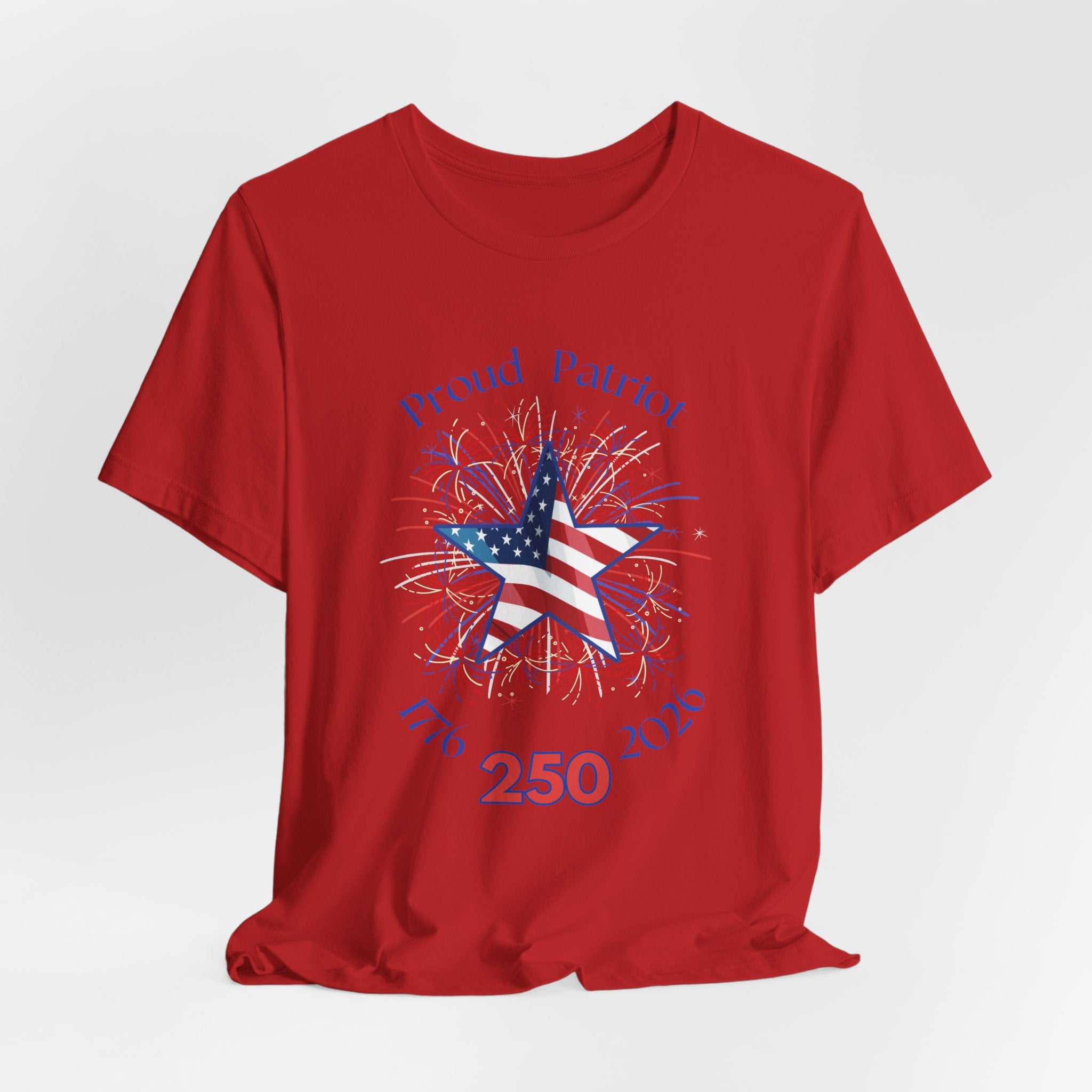 Patriotic Fireworks  Celebrate Americas 250th Birthday Short Sleeve Unisex Tee, Celebrate Freedom, July 4th Shirt, Proud Patriot Tee, Unisex Independence Day Top, Festive Casual Wear