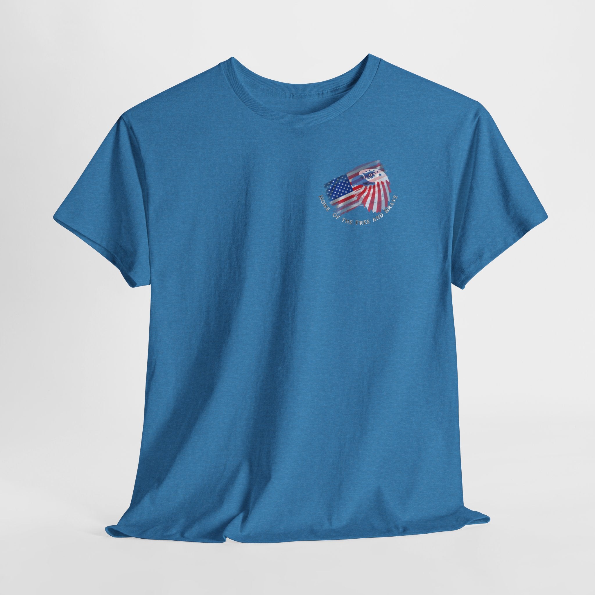 Patriotic Home of Free and Brave (Dark Shirts) Unisex Heavy Cotton Tee - Casual Tee, Vintage Style Shirt, Fourth of July Gift, USA Pride Apparel, Comfortable Everyday Wear
