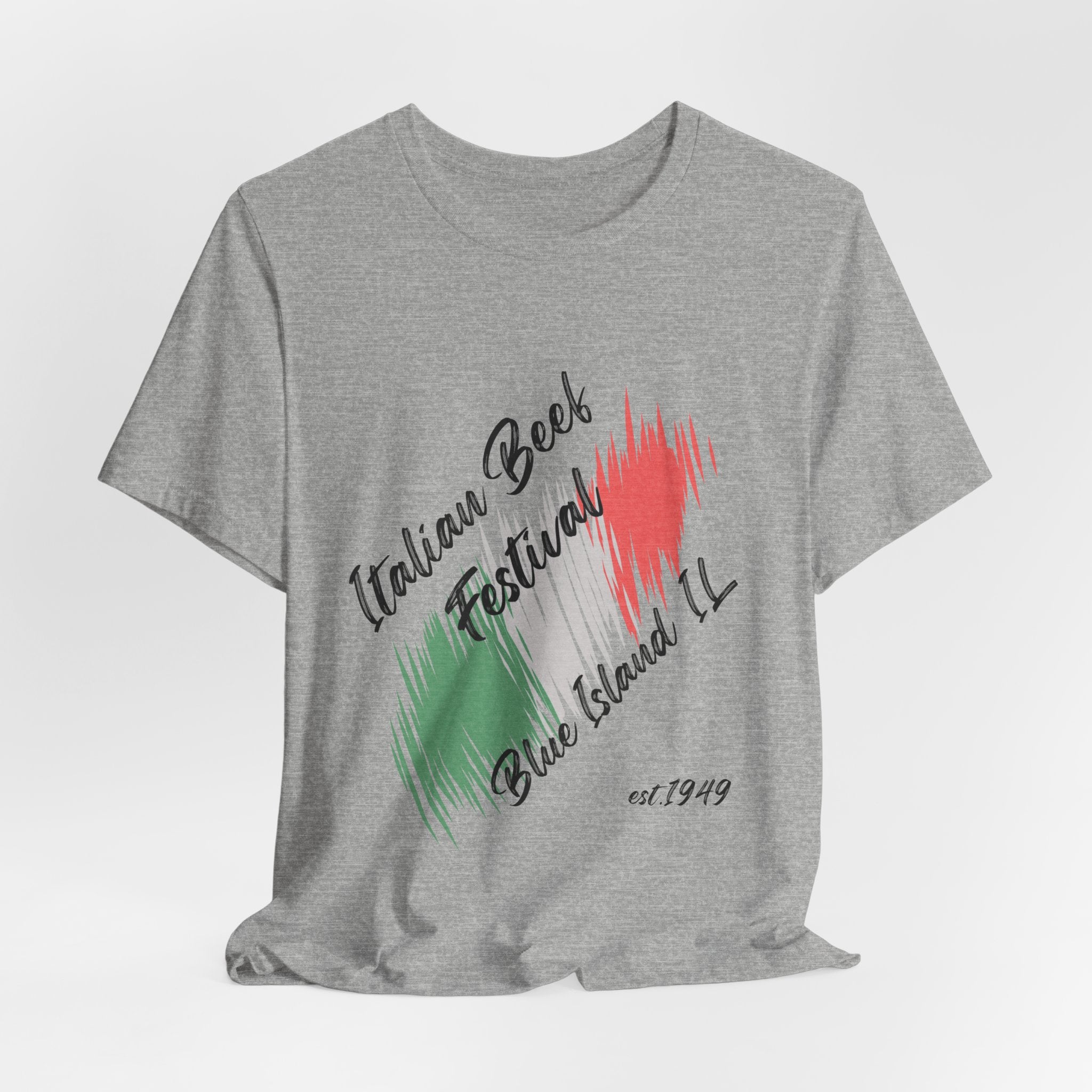 Classic Italian Beef Festival Blue Island IL  Unisex Heavy Cotton T‑Shirt — Graphic  Italian Flag Brushstroke Tee