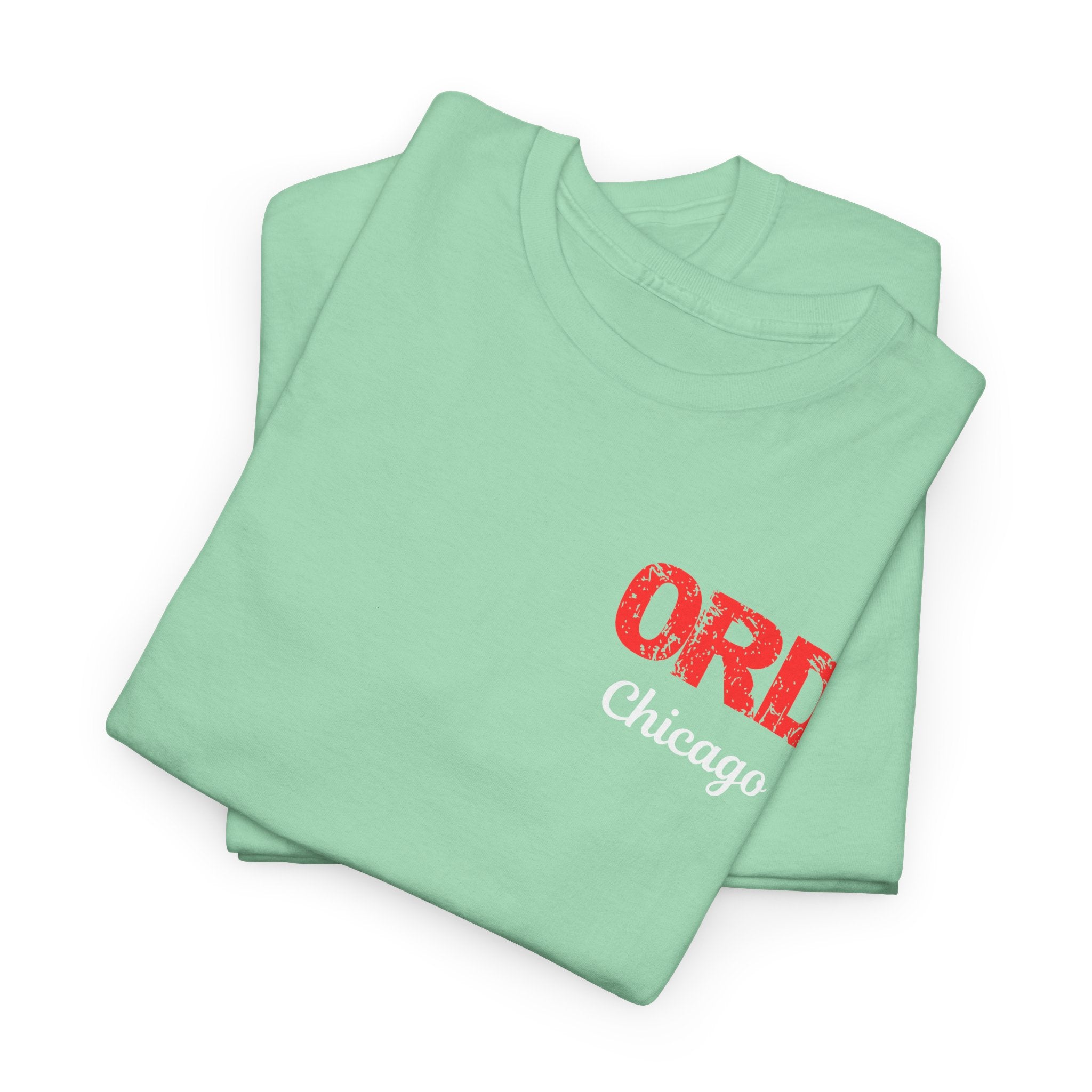 ORD Chicago International Airport Distressed Letter Unisex Heavy Cotton Tee Shirt
