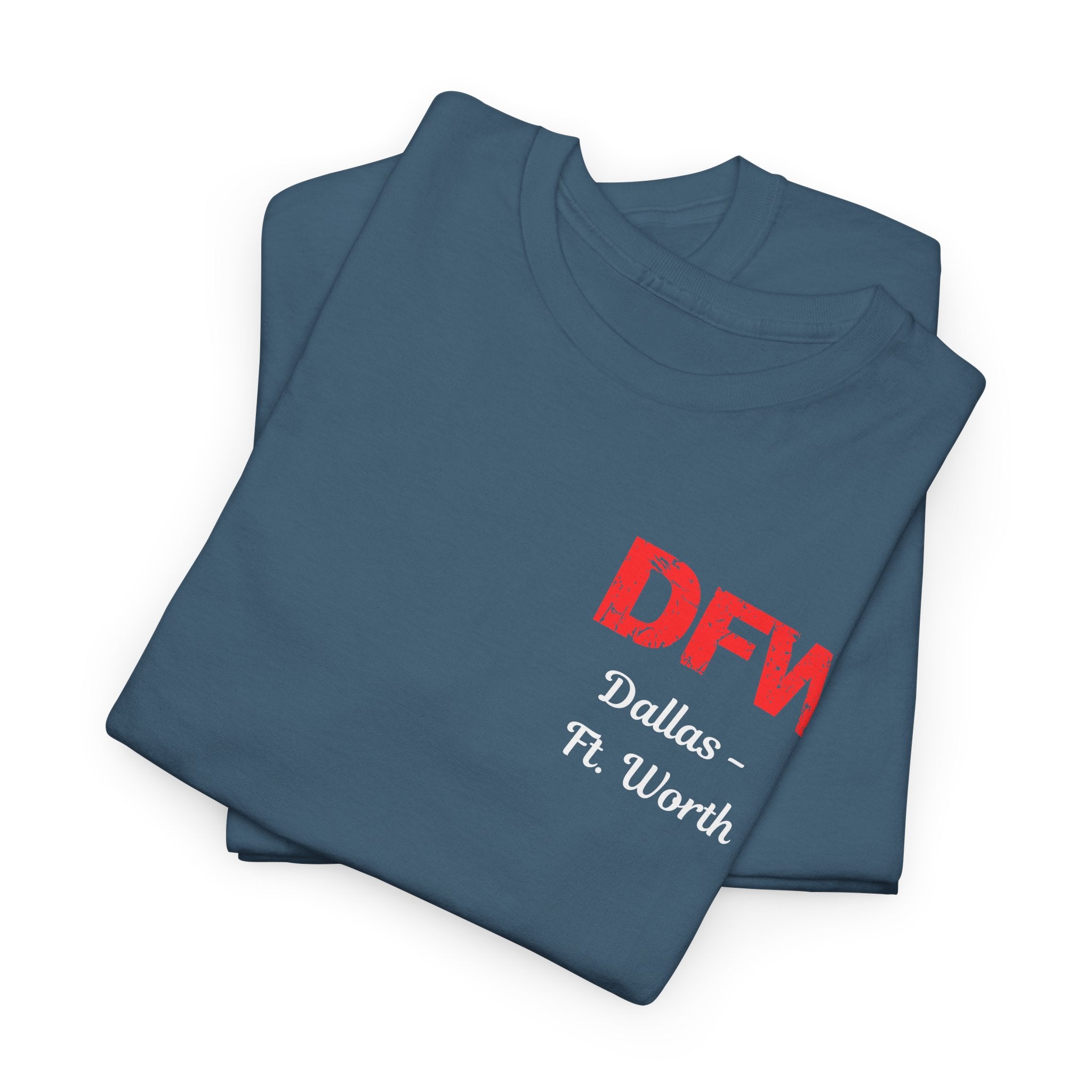 Distressed Letters DFW Dallas Fort Worth International Airport Unisex Heavy Cotton Tee
