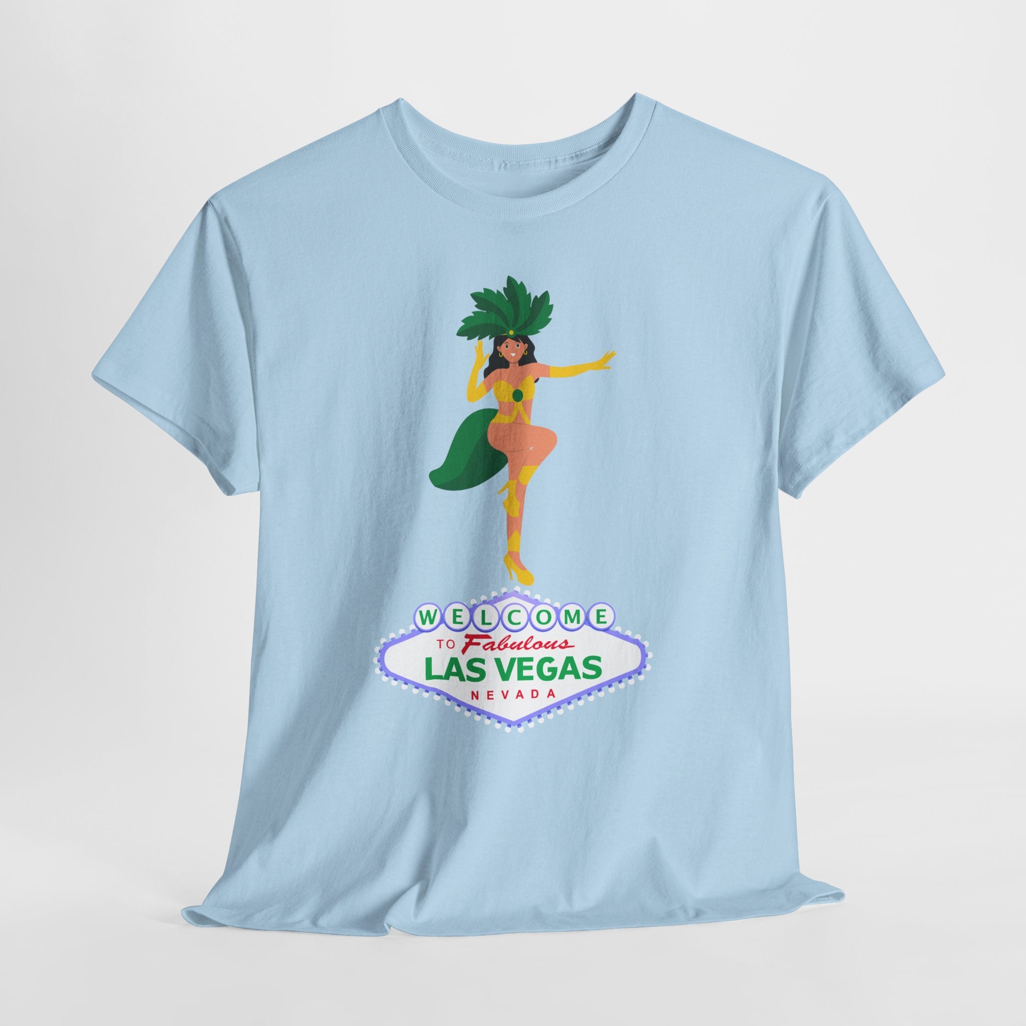 Let The Weekend Party begin with this Las Vegas Showgirl Unisex Heavy Cotton T-Shirt — Welcome to Fabulous Retro Vegas Tee