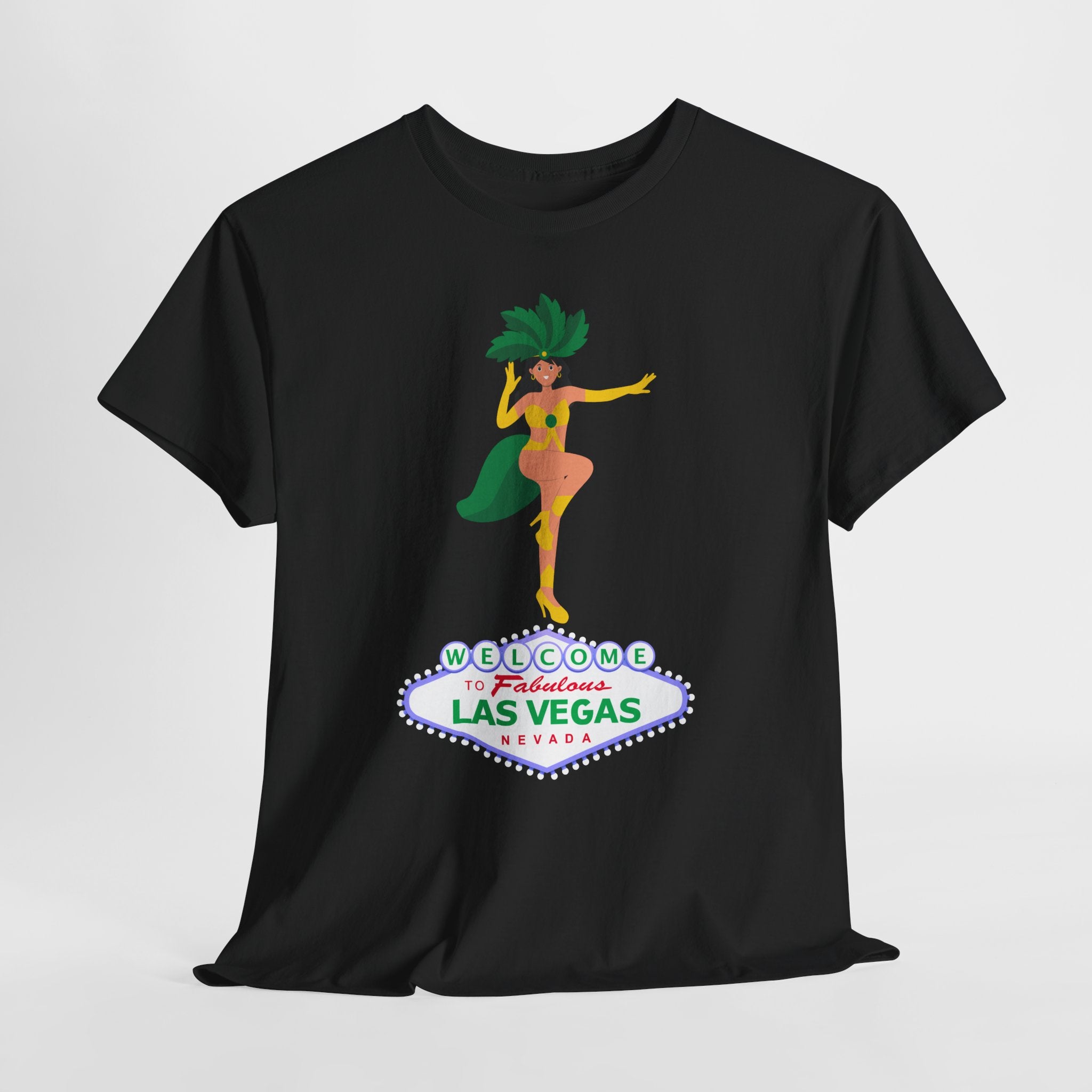 Let The Weekend Party begin with this Las Vegas Showgirl Unisex Heavy Cotton T-Shirt — Welcome to Fabulous Retro Vegas Tee