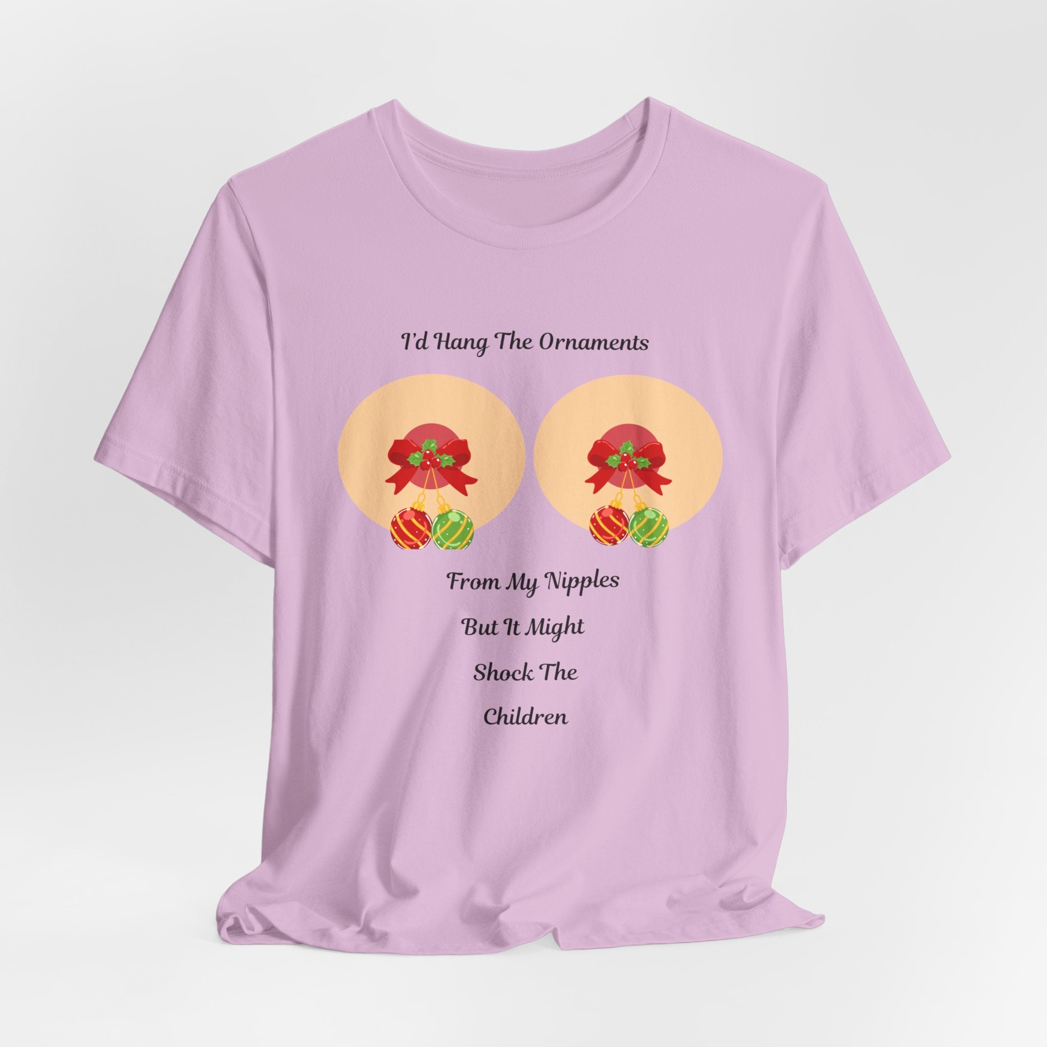 Funny and Naughty Christmas "I’d Hang The Ornaments From My Nipples" Holiday Unisex Heavy Cotton T Shirt