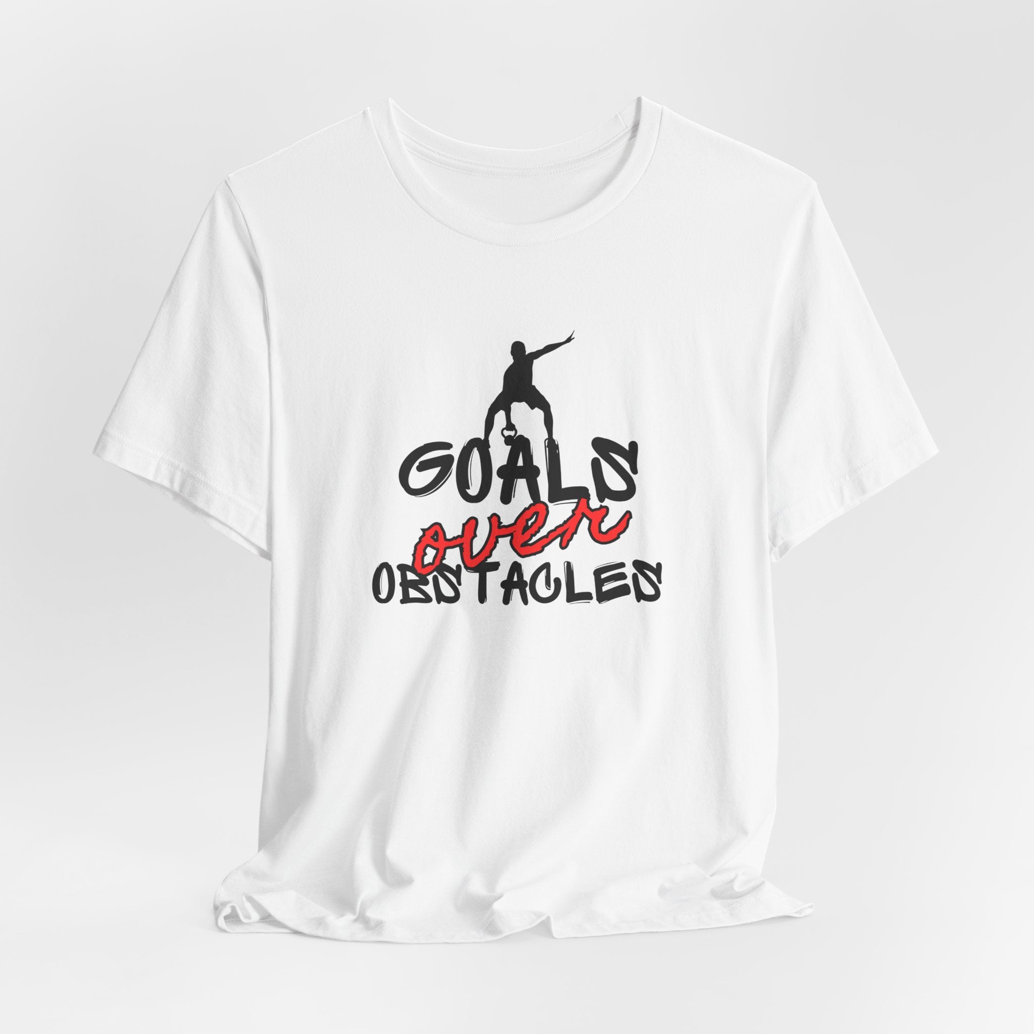 Motivational Fitness Tee | Goals Over Obstacles Unisex Heavy Cotton Tee Shirt, Workout Apparel, Inspirational Gift, Casual Daily Wear, Active Lifestyle Top