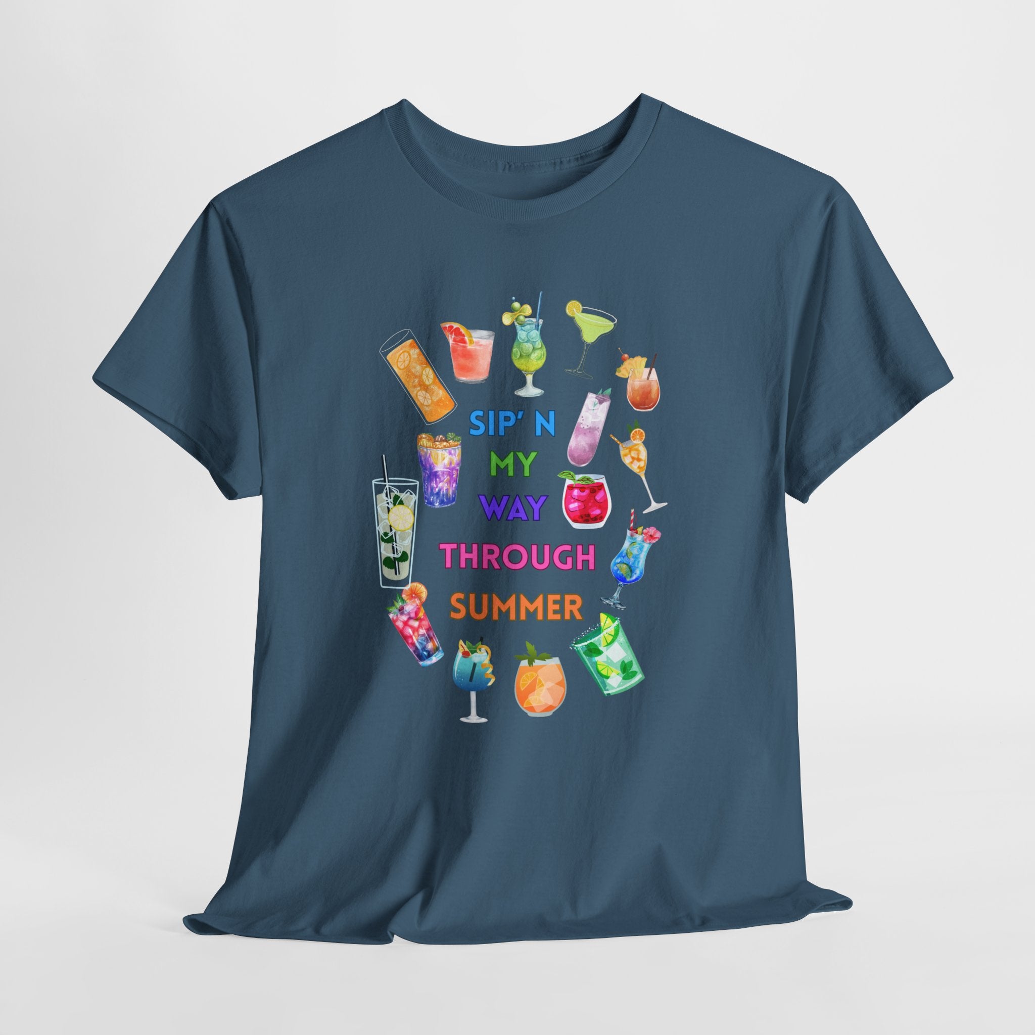 Declare Cocktail Culture at its finest Colorful Summer Unisex Tee - Sip'in My Way Through the Summer
