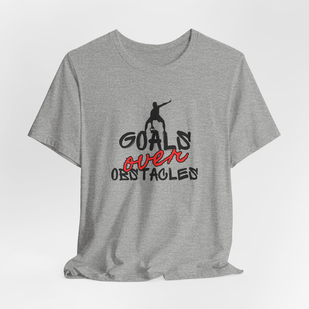 Motivational Fitness Tee | Goals Over Obstacles Unisex Heavy Cotton Tee Shirt, Workout Apparel, Inspirational Gift, Casual Daily Wear, Active Lifestyle Top