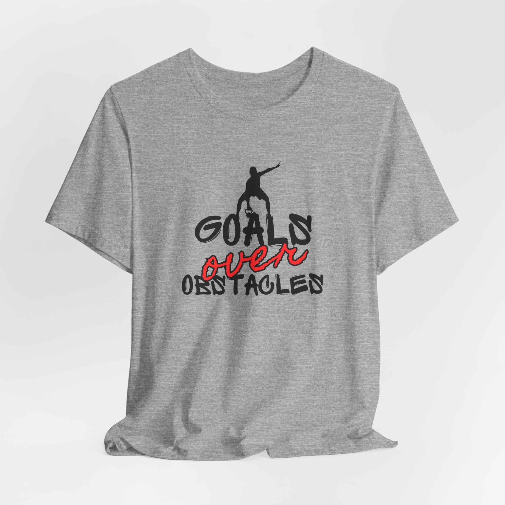 Motivational Fitness Tee | Goals Over Obstacles Unisex Heavy Cotton Tee Shirt, Workout Apparel, Inspirational Gift, Casual Daily Wear, Active Lifestyle Top
