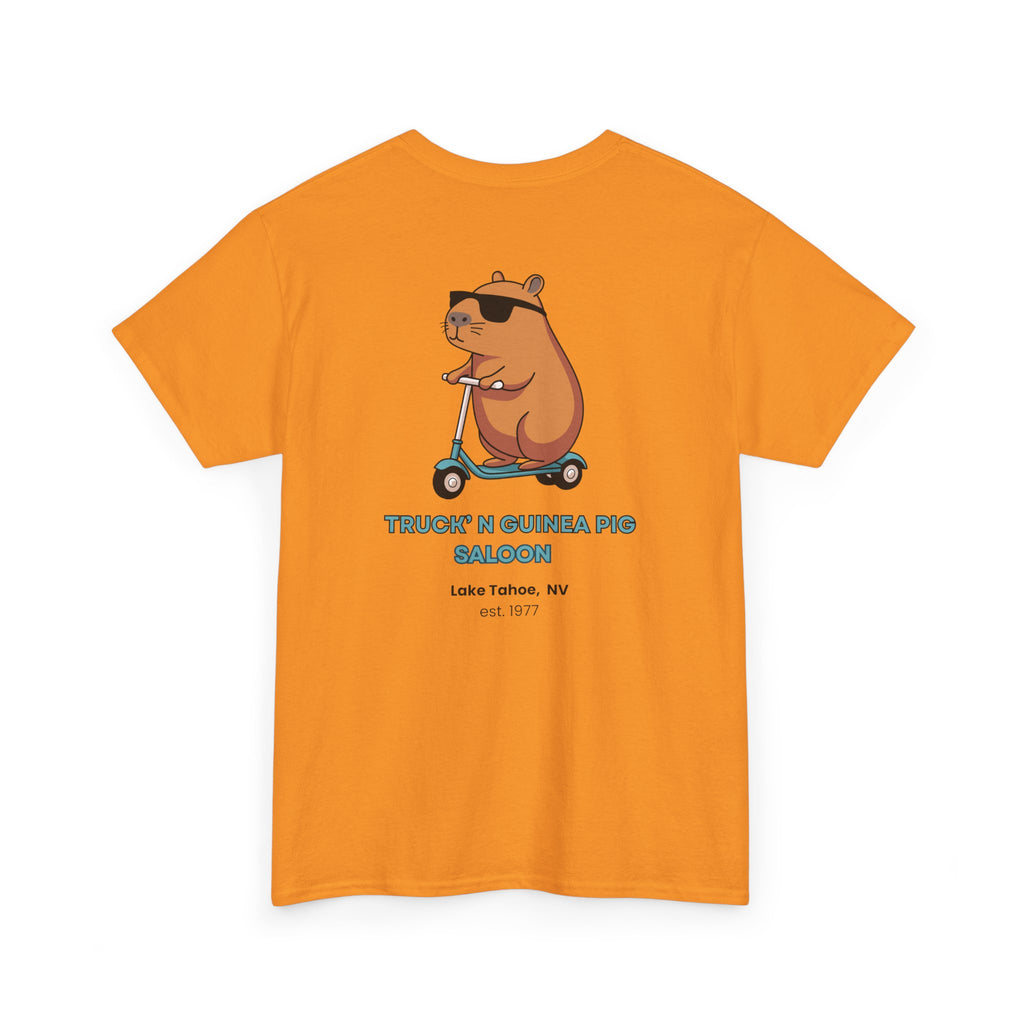 Cool Truck'n Guinea Pig  Lake Tahoe, NV (Back Design) Tee | Fun Unisex Heavy Cotton T-Shirt for Animal Lovers, Casual Wear, Gift for Birthdays, Summer Vibes, Pig Lovers