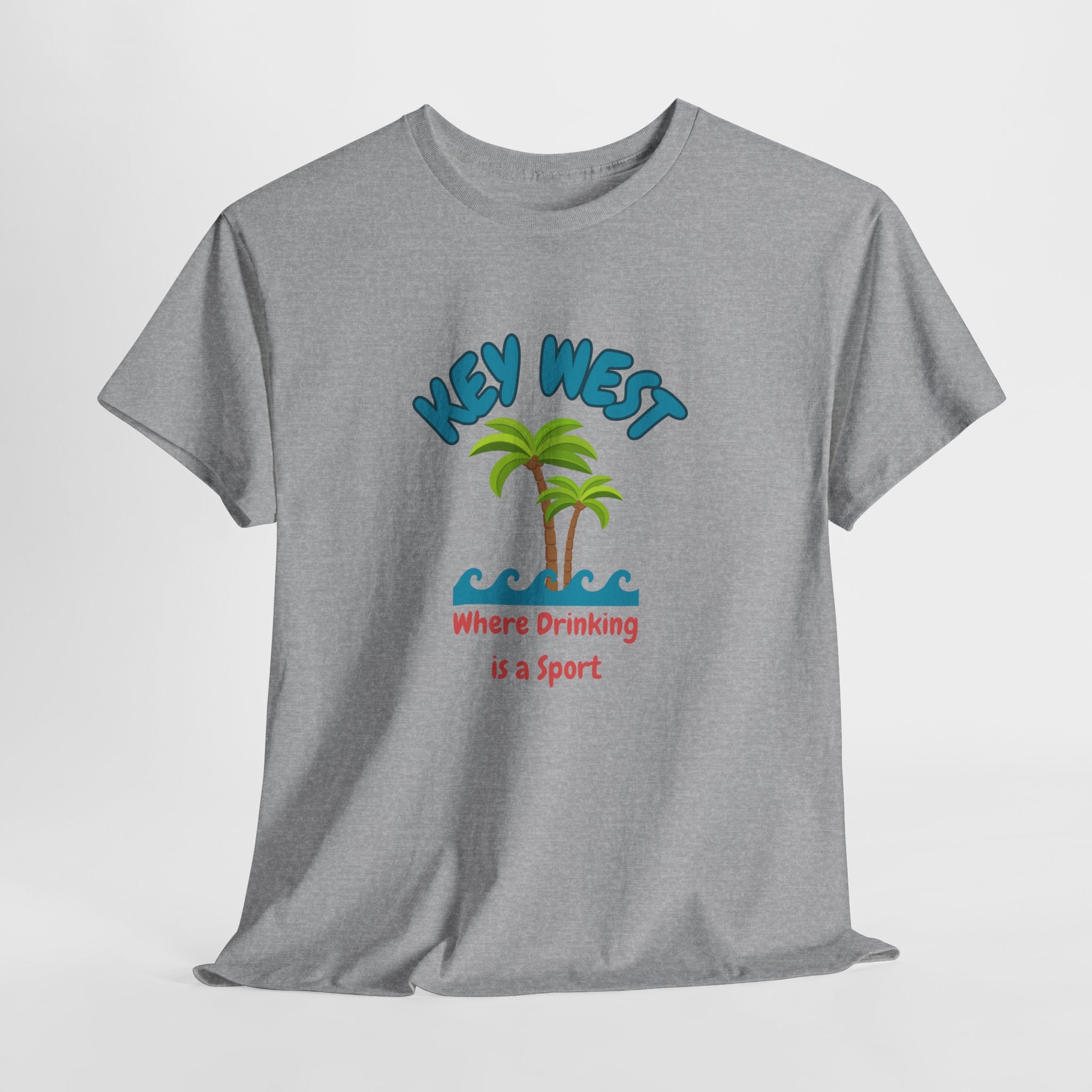 Funny Key West Drinking Unisex Heavy Cotton Tee, Beach Vibe Shirt, Summer Vacation Apparel, Gift for Travelers, Fun Drinking Sport Tee