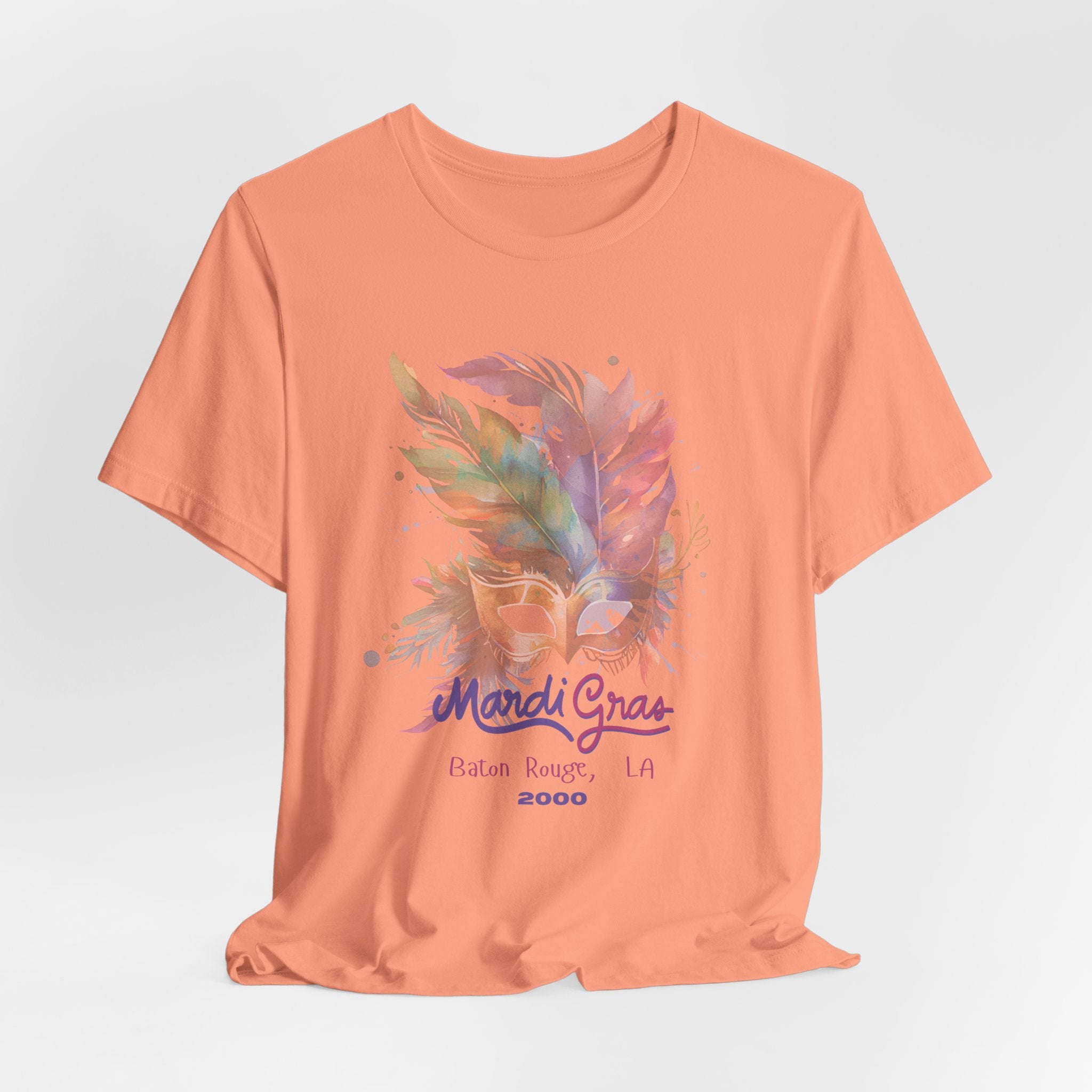 Vintage 2000 Baton Rouge LA Mardi Gras Celebration Tee, Unisex Party T-Shirt, Festival Apparel, Gift for Mardi Gras, Colorful Graphic Tee