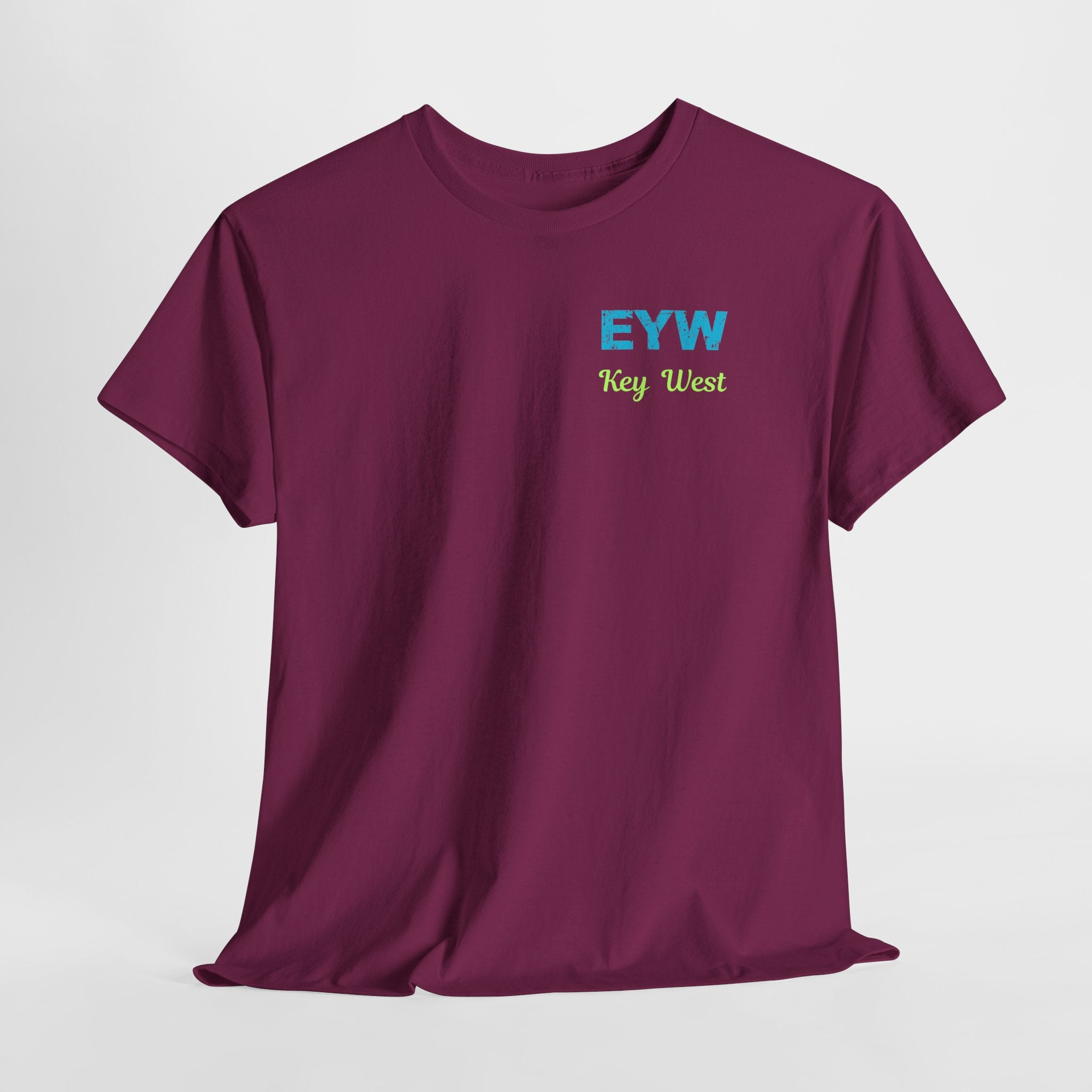EYW Key West International Airport Vibes Unisex Heavy Cotton Tee — Vintage Distressed Lettering Florida T‑Shirt