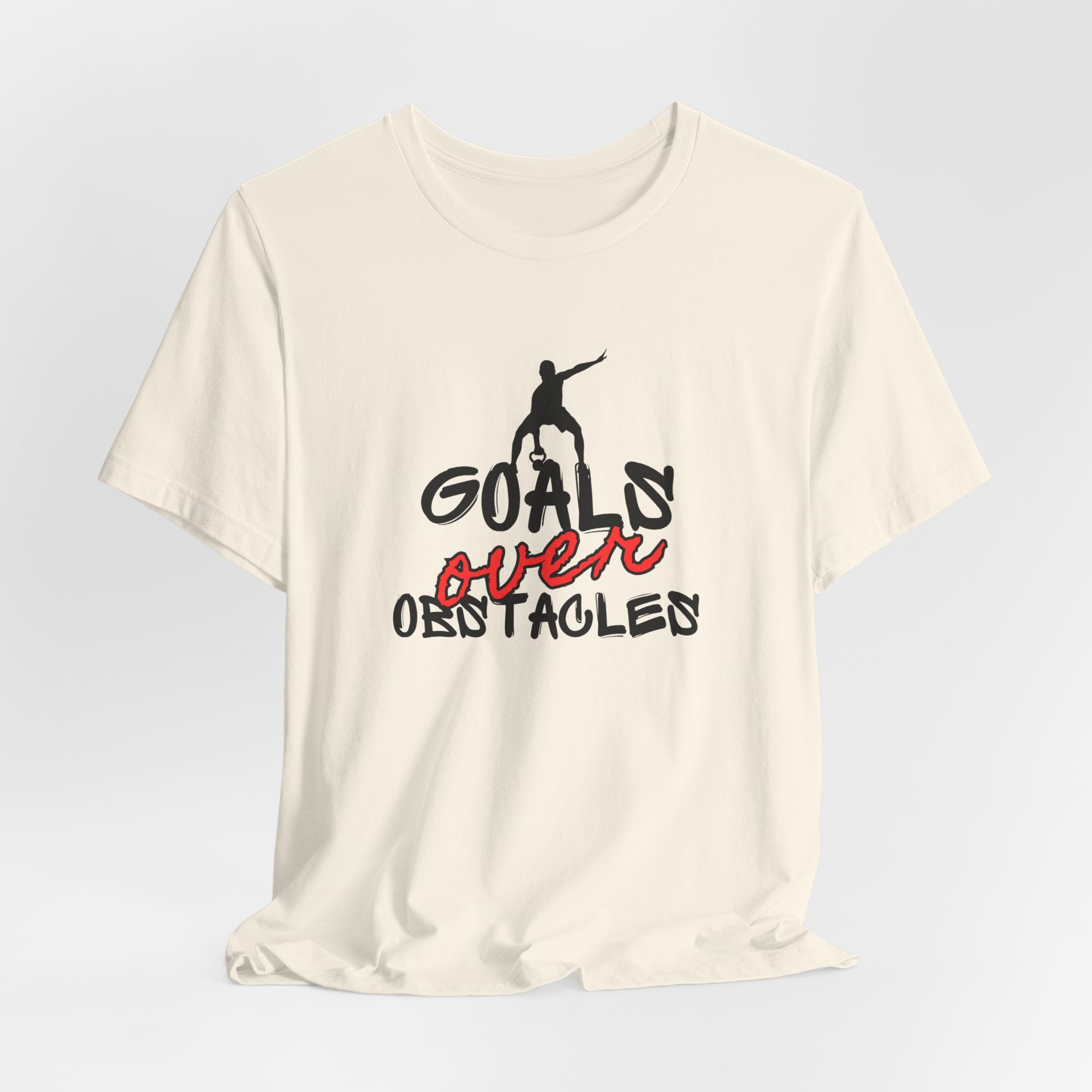 Motivational Fitness Tee | Goals Over Obstacles Unisex Heavy Cotton Tee Shirt, Workout Apparel, Inspirational Gift, Casual Daily Wear, Active Lifestyle Top