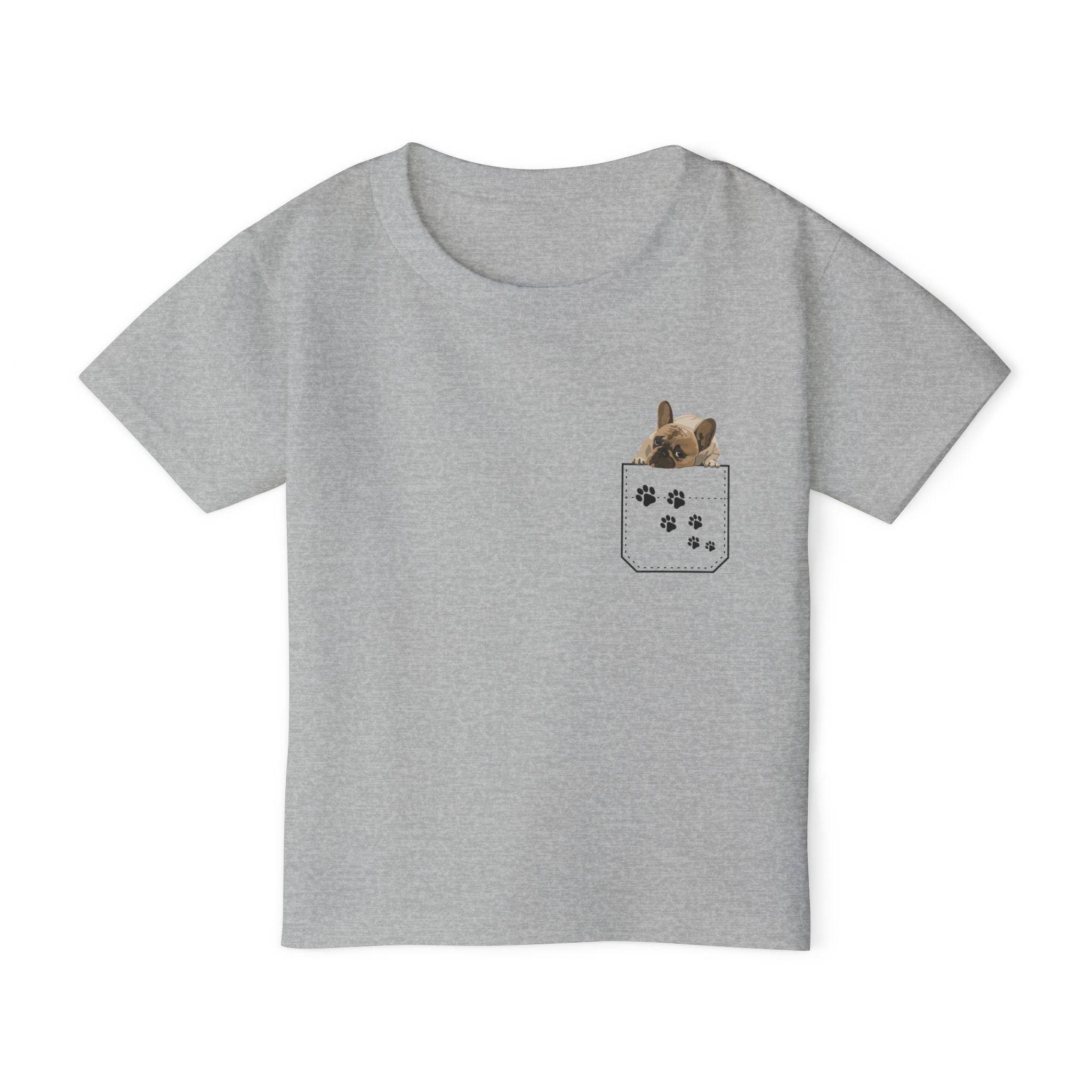 Cute and Fun Pocket Pet (Dog) Unisex Heavy Cotton Toddler T-Shirt  The Shirt Does NOT have a Pocket.  The Pocket is part of the Artwork