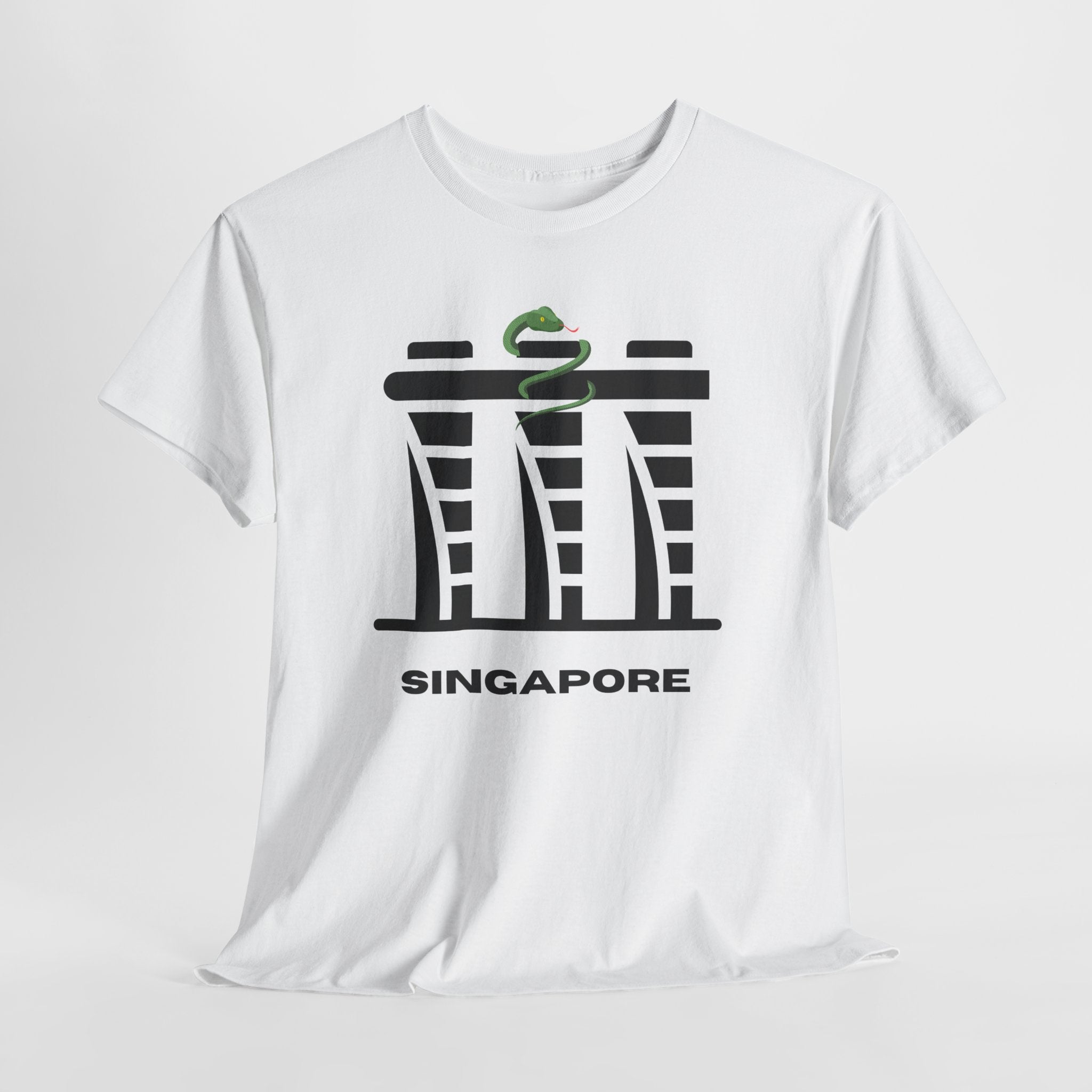 Quirky Singapore Marina Bay Skyline Graphic Unisex Heavy Cotton T‑Shirt — Minimalist Marina Bay Sands Graphic Tee