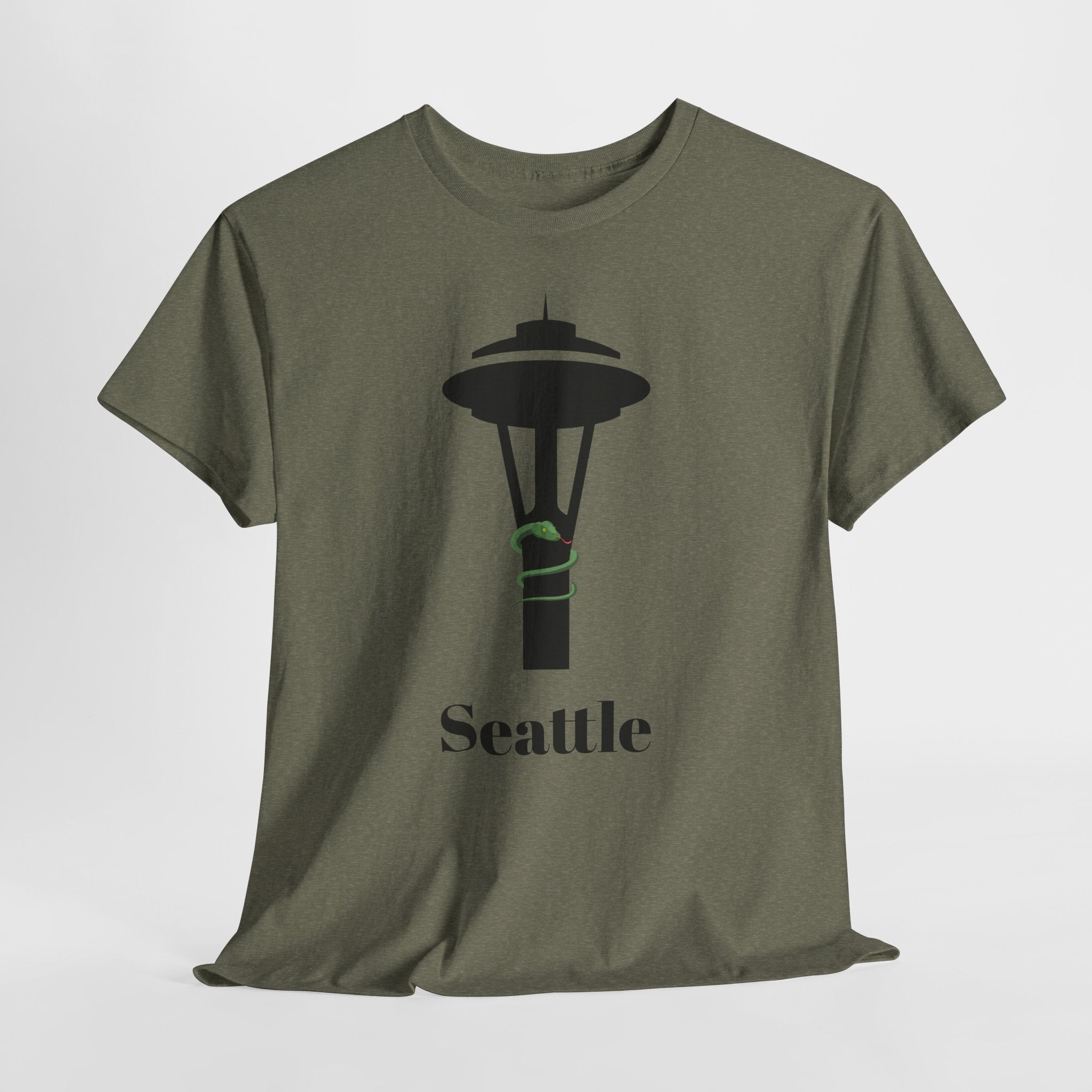 Quirky and Fun Seattle Needle Skyline Graphic Unisex Heavy Cotton Tee - Urban Style Graphic T-Shirt