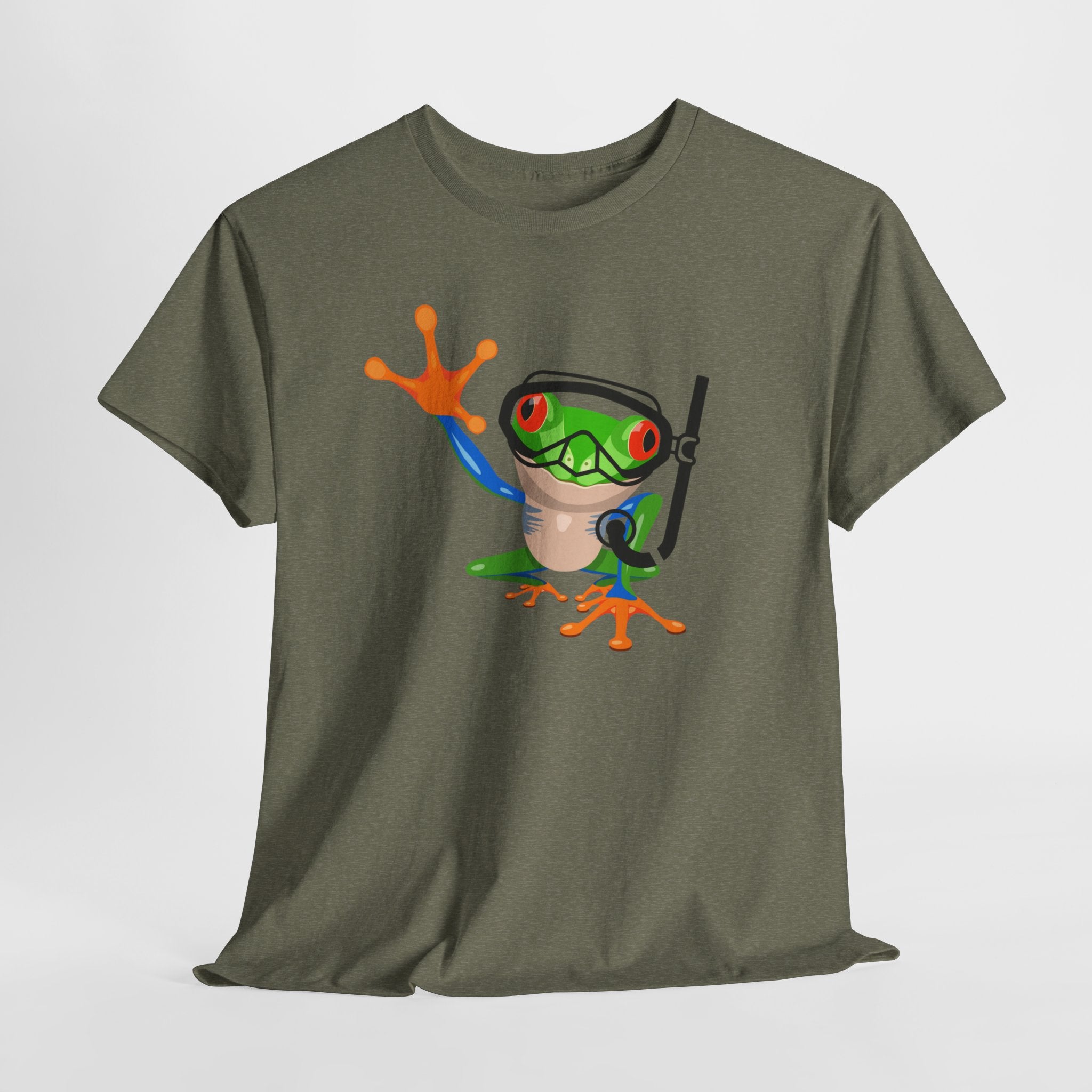 Fun Snorkel Tree Frog Diving Tee, Quirky Graphic Unisex T-Shirt, Perfect for Pool Parties, Gift for Nature Lovers, Beach Wear, Summer Vibes