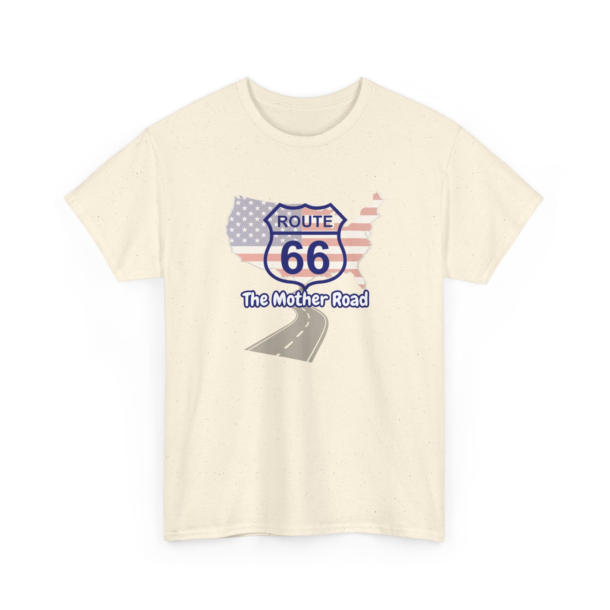 US Route 66 The Mother Road Unisex Heavy Cotton Tee - Vintage Americana T-Shirt, Travel Shirt, Road Trip Gift, USA Route Apparel, Fun Summer Wear