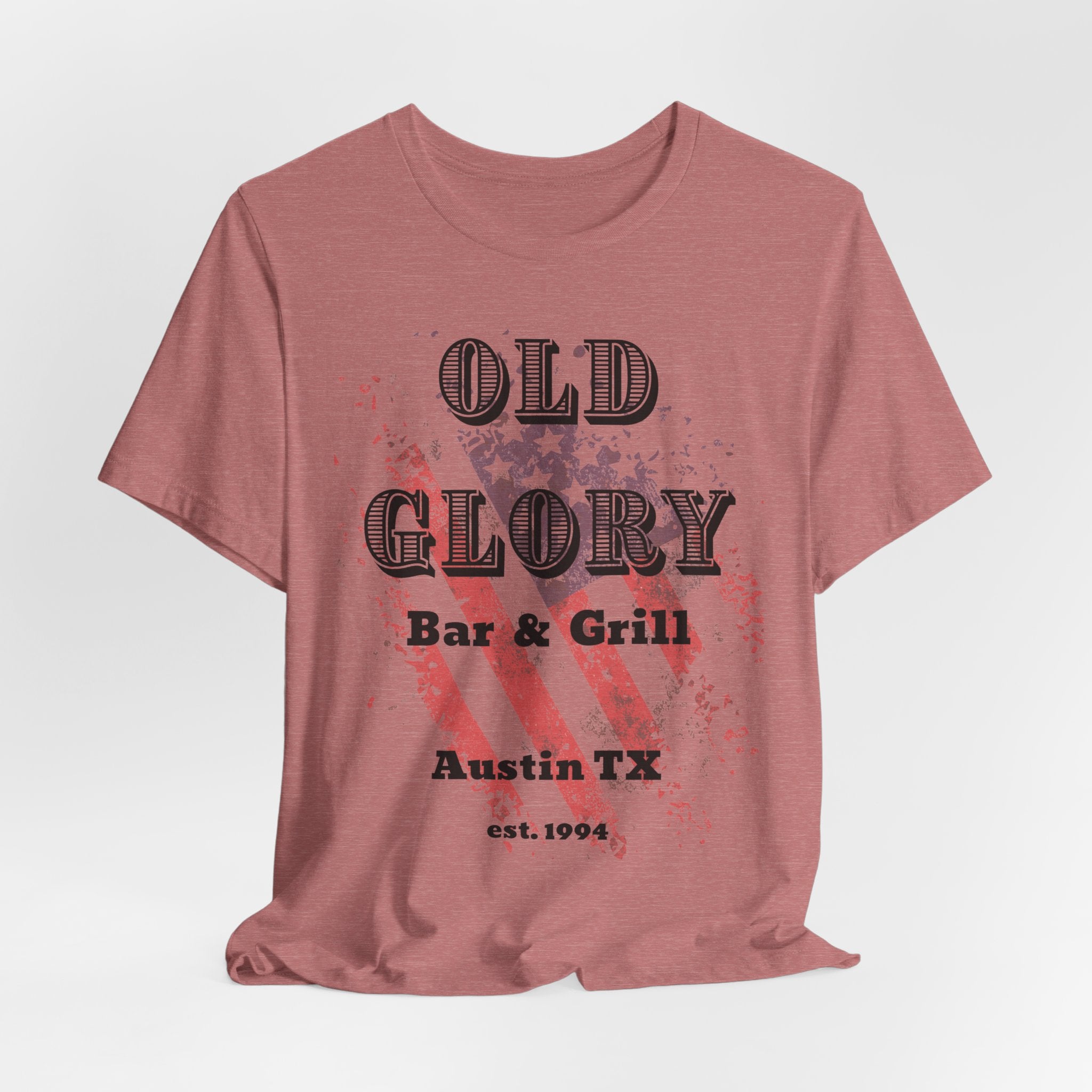 Iconic Austin, TX Bar & Grill  "Old Glory" Unisex Heavy Cotton Tee   Graphic Vintage Flag T Shirt