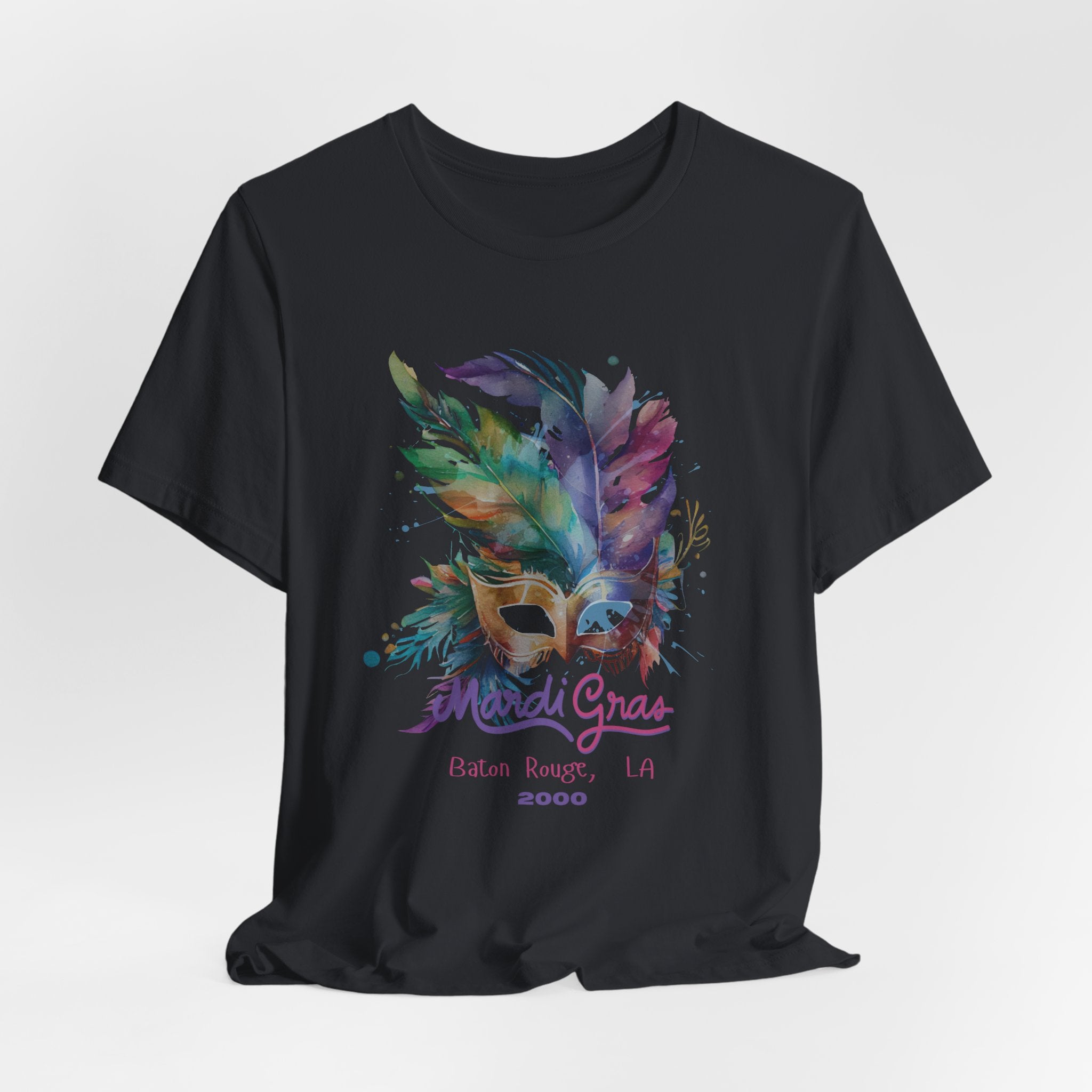 Vintage 2000 Baton Rouge LA Mardi Gras Celebration Tee, Unisex Party T-Shirt, Festival Apparel, Gift for Mardi Gras, Colorful Graphic Tee