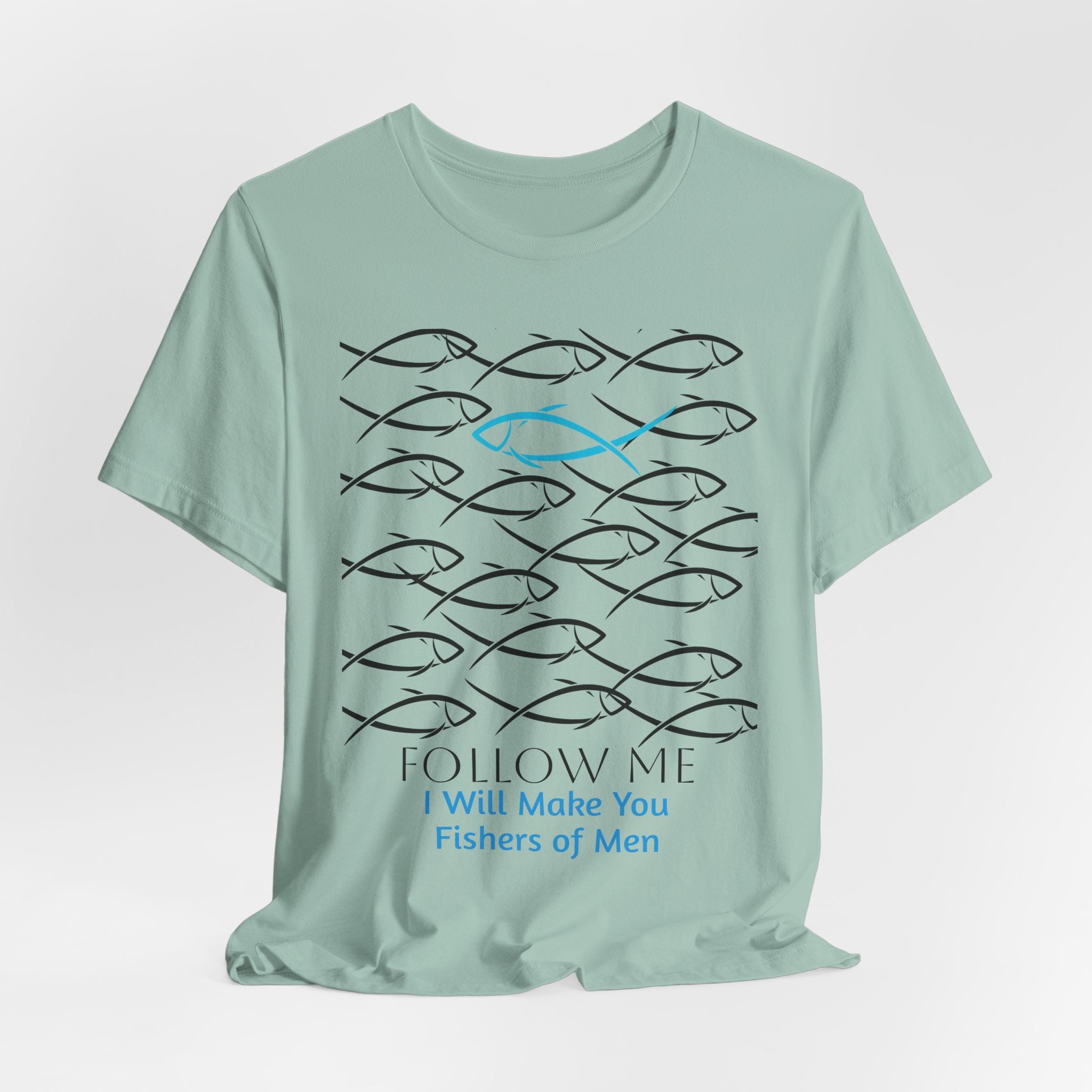 Follow Me Fishers of Men  Graphic Unisex Heavy Cotton Tee — Christian Faith Fish Symbol T-Shirt