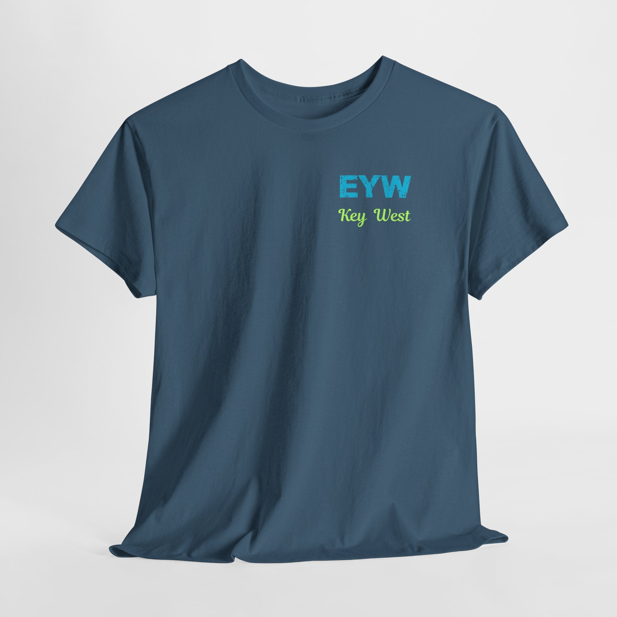 EYW Key West International Airport Vibes Unisex Heavy Cotton Tee — Vintage Distressed Lettering Florida T‑Shirt