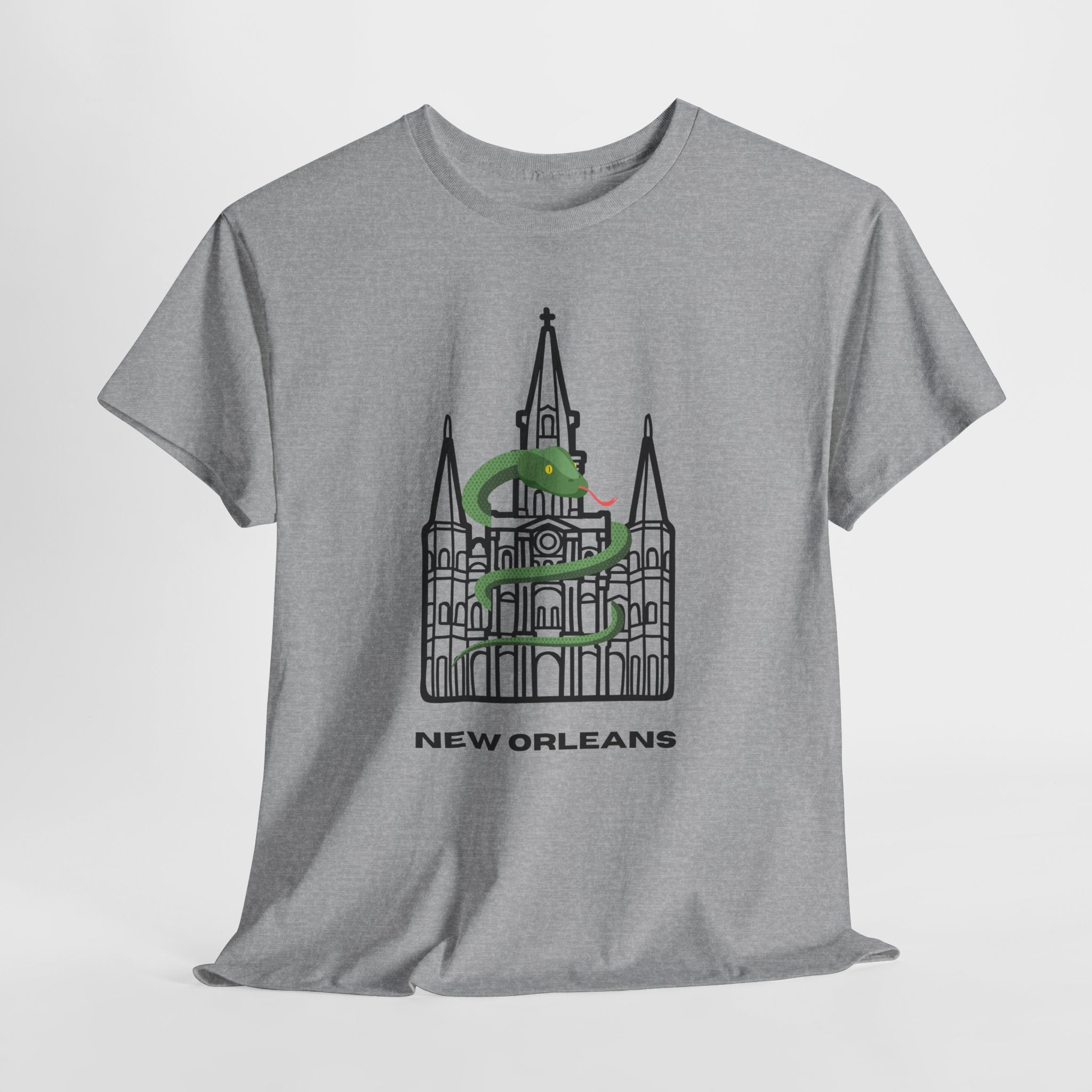 Fun New Orleans St. Louis Cathedral  Graphic Unisex Heavy Cotton Tee — St. Louis Cathedral Line Art T‑Shirt