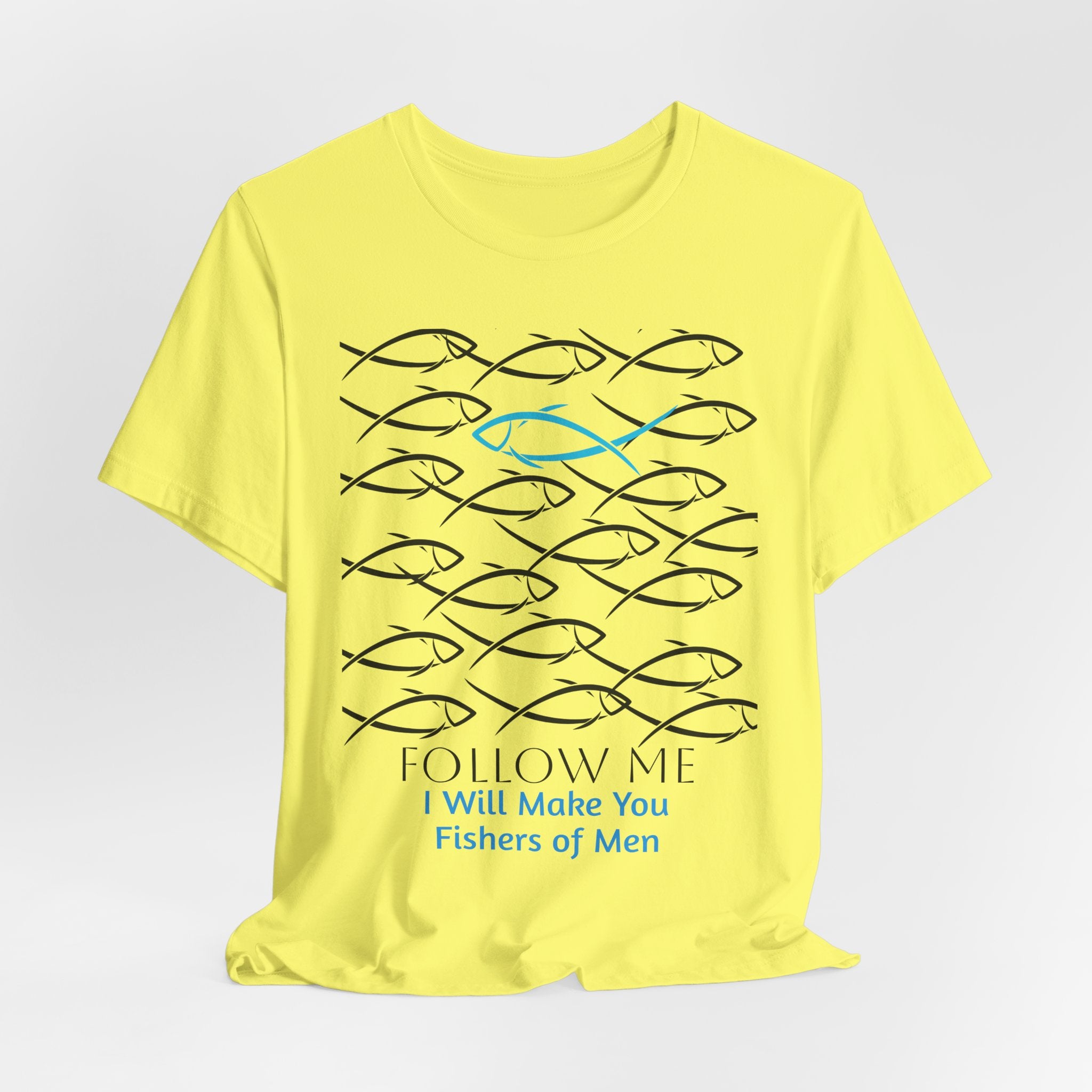 Follow Me Fishers of Men  Graphic Unisex Heavy Cotton Tee — Christian Faith Fish Symbol T-Shirt
