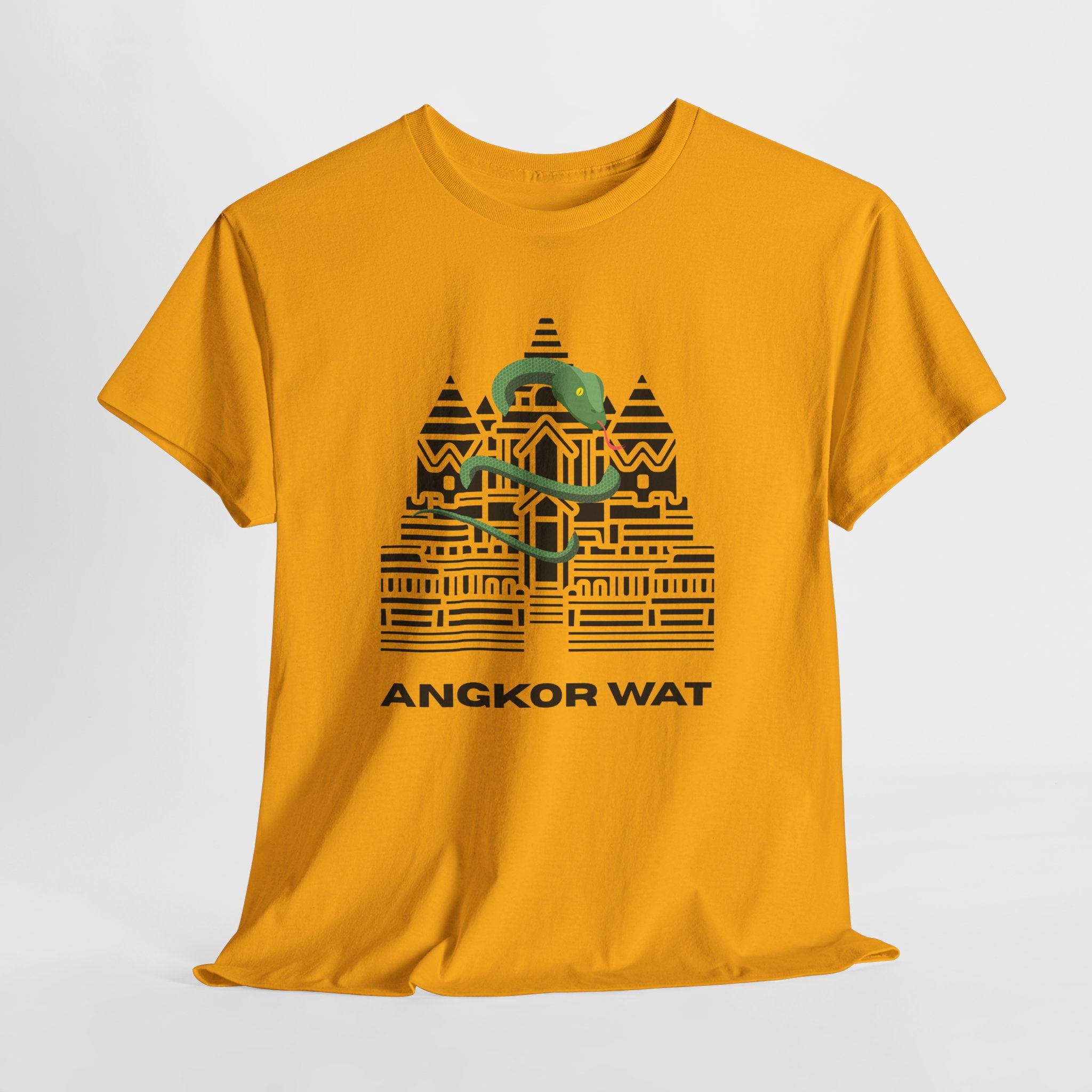 Fun and Quirky Angkor Wat Graphic  Unisex Heavy Cotton Tee — Minimalist Temple Illustration T-Shirt