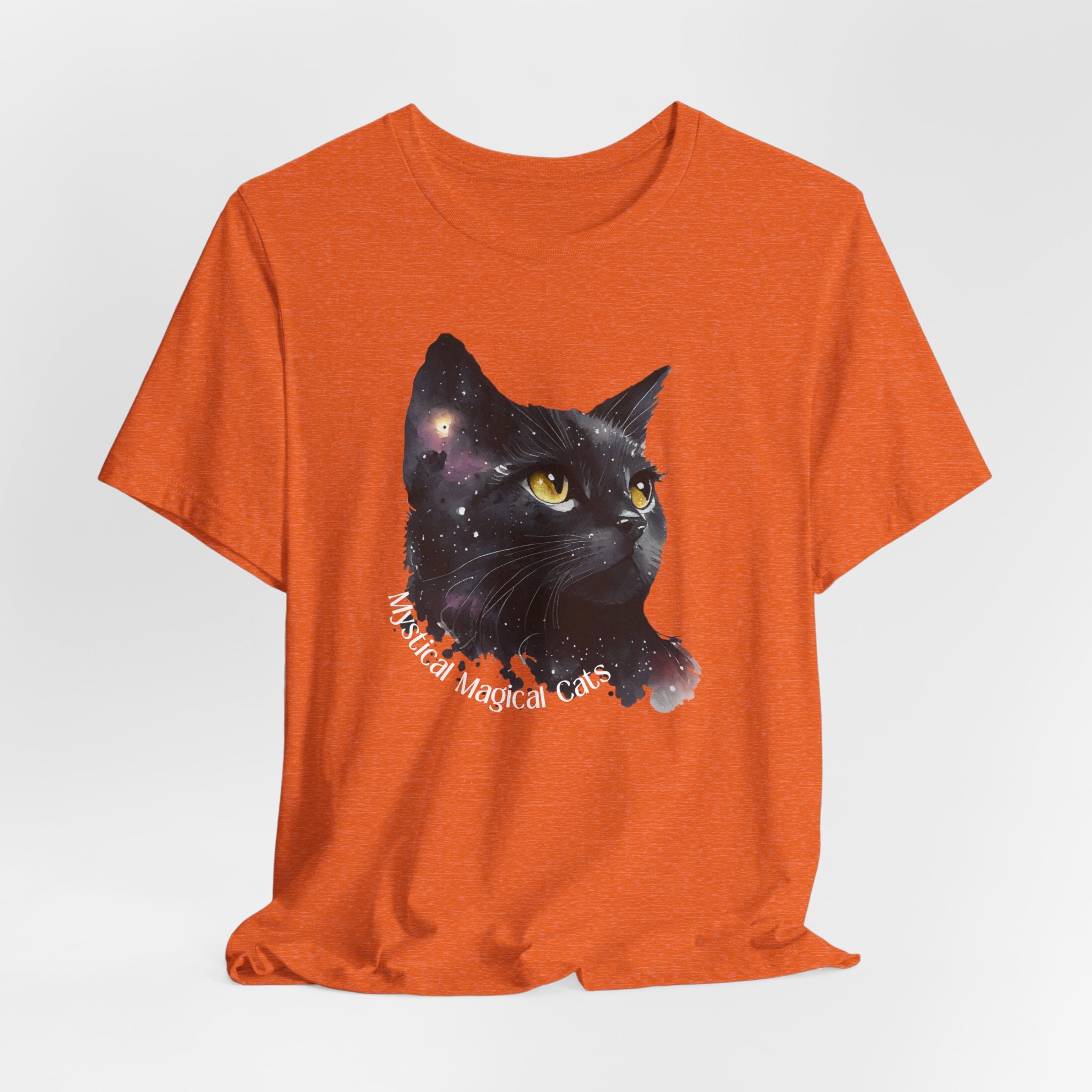Cosmic Mystical-Magical Cat Heavy Cotton Unisex Tee - , Short Sleeve Unisex T-Shirt, Cat Lover Gift, Astrology Fashion, Unique Apparel