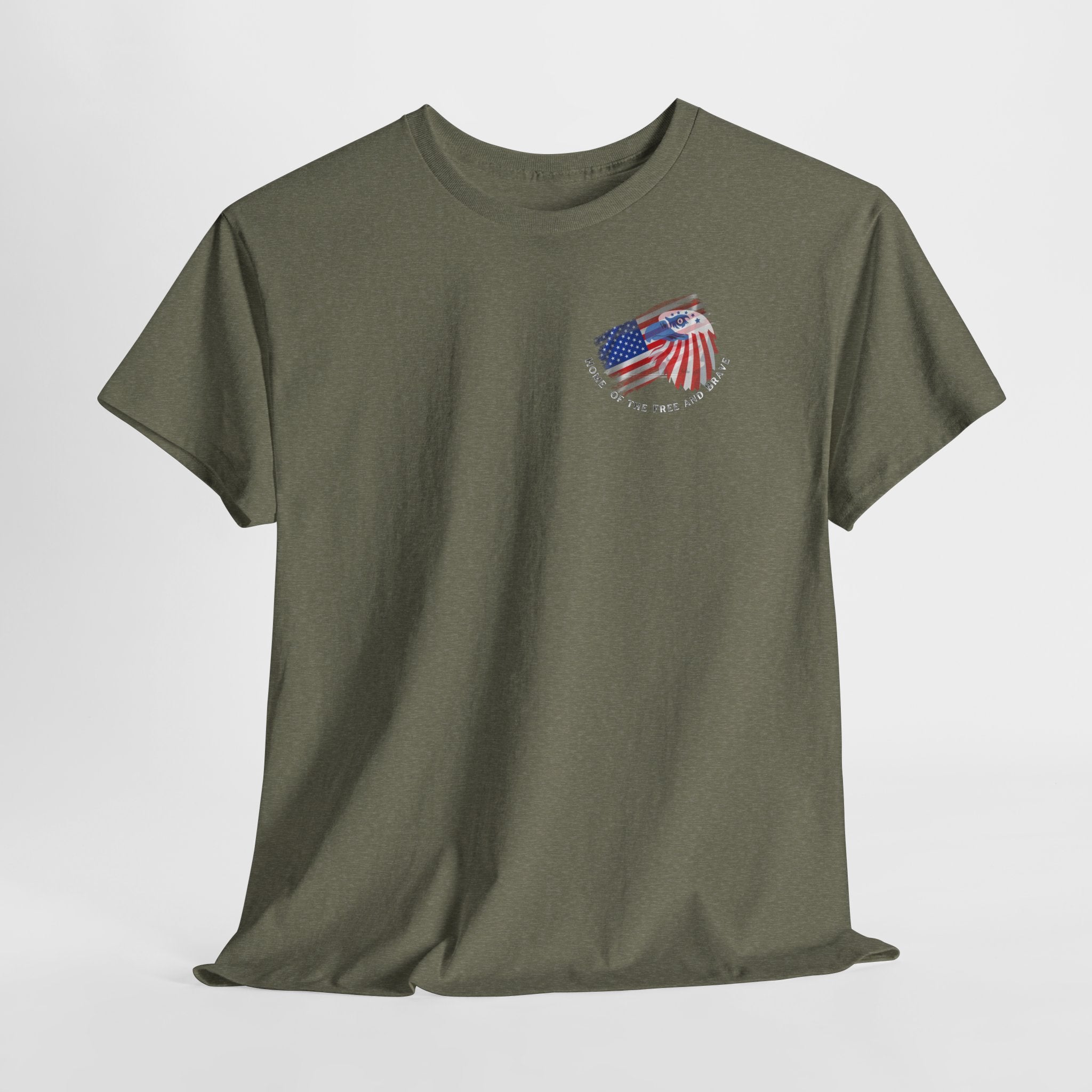Patriotic Home of Free and Brave (Dark Shirts) Unisex Heavy Cotton Tee - Casual Tee, Vintage Style Shirt, Fourth of July Gift, USA Pride Apparel, Comfortable Everyday Wear