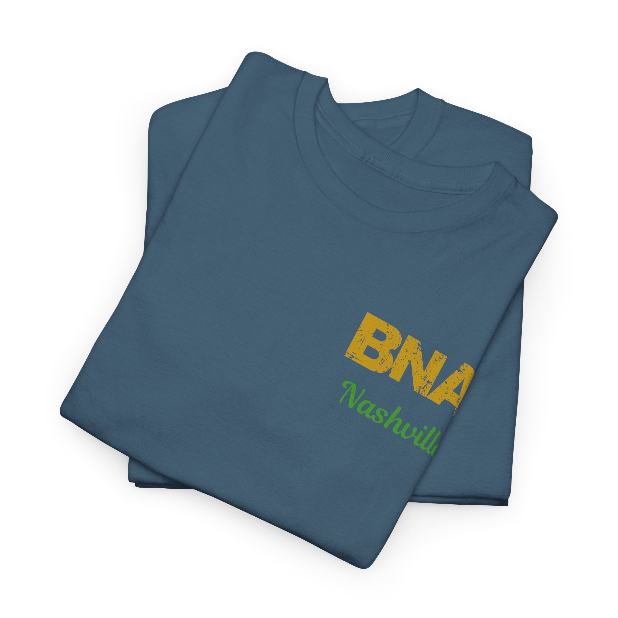 Distressed Letters BNA Nashville International Airport Code Unisex Heavy Cotton Tee Shirt