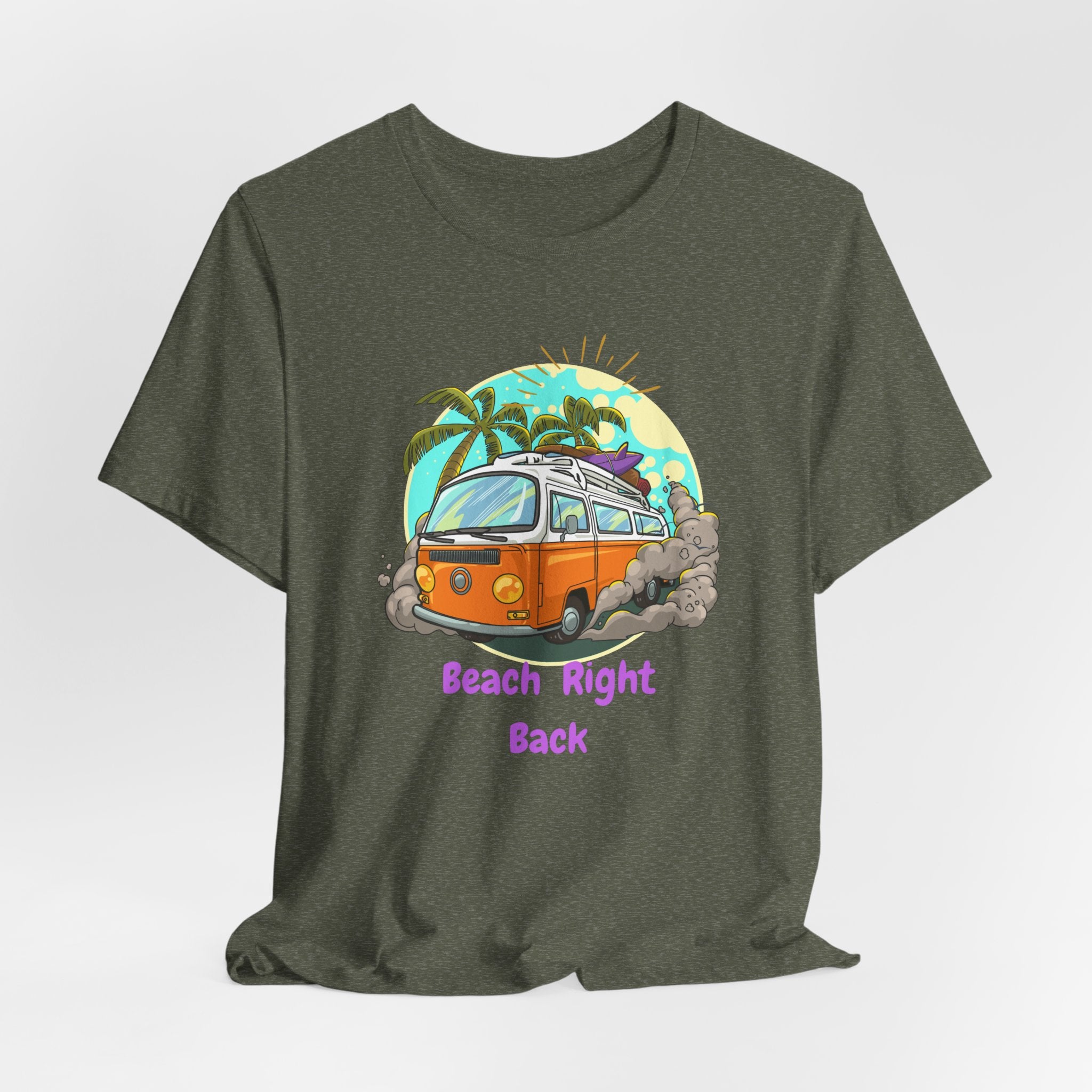 Retro VW Bus Beach Right Back Unisex Heavy Cotton Tee Shirt Design, Summer Shirt, Travel Tee, Casual Wear, Vacation Gift, Beach Holiday Clothing
