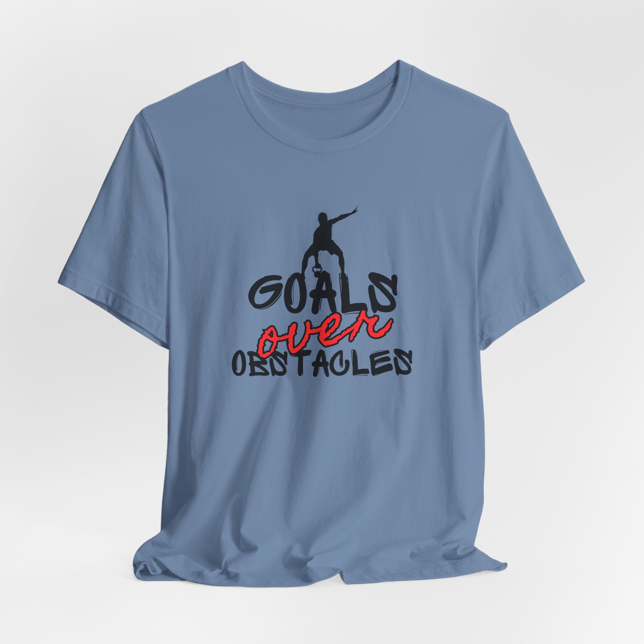 Motivational Fitness Tee | Goals Over Obstacles Unisex Heavy Cotton Tee Shirt, Workout Apparel, Inspirational Gift, Casual Daily Wear, Active Lifestyle Top