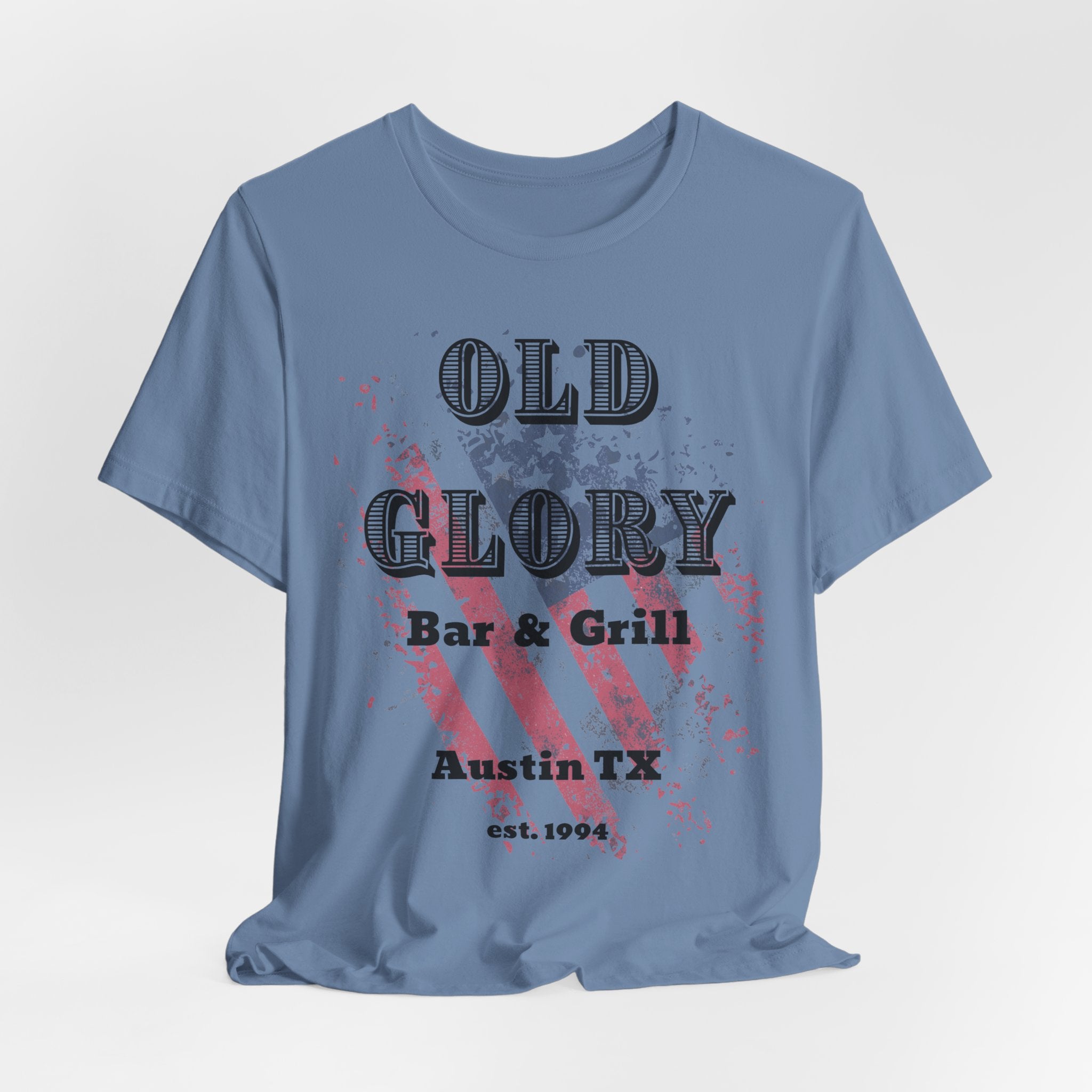 Iconic Austin, TX Bar & Grill  "Old Glory" Unisex Heavy Cotton Tee   Graphic Vintage Flag T Shirt
