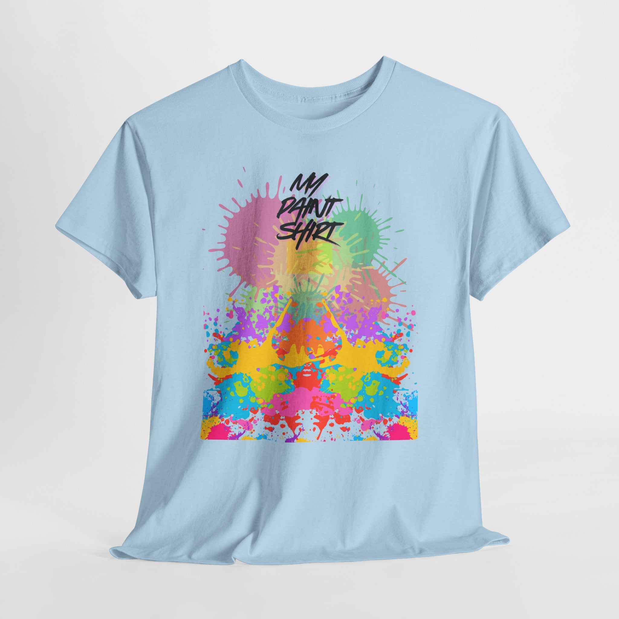 Fun Paint Splash Unisex Heavy Cotton T-Shirt — Colorful 'MY PAINT SHIRT' Perfect for the Artist in the Family