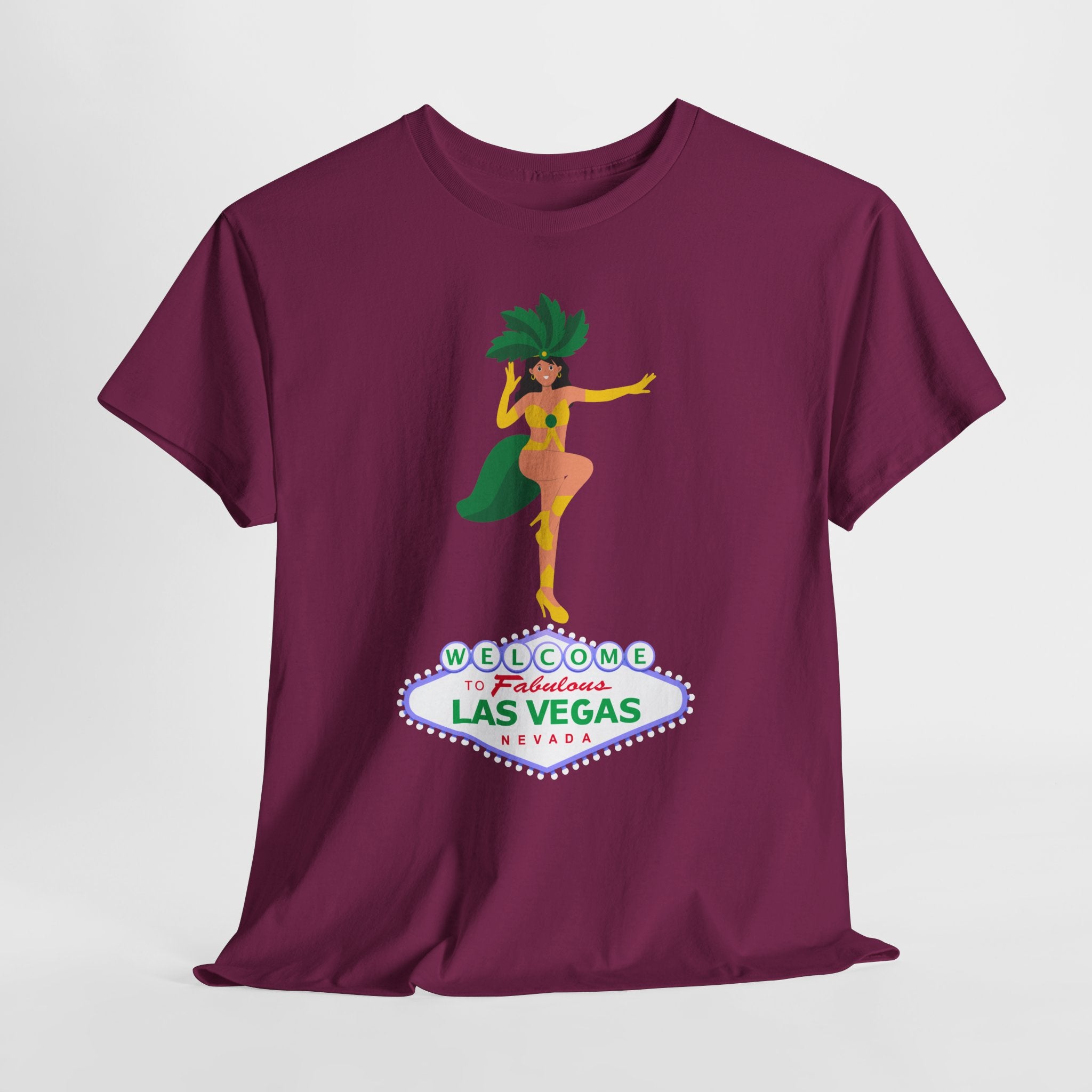 Let The Weekend Party begin with this Las Vegas Showgirl Unisex Heavy Cotton T-Shirt — Welcome to Fabulous Retro Vegas Tee
