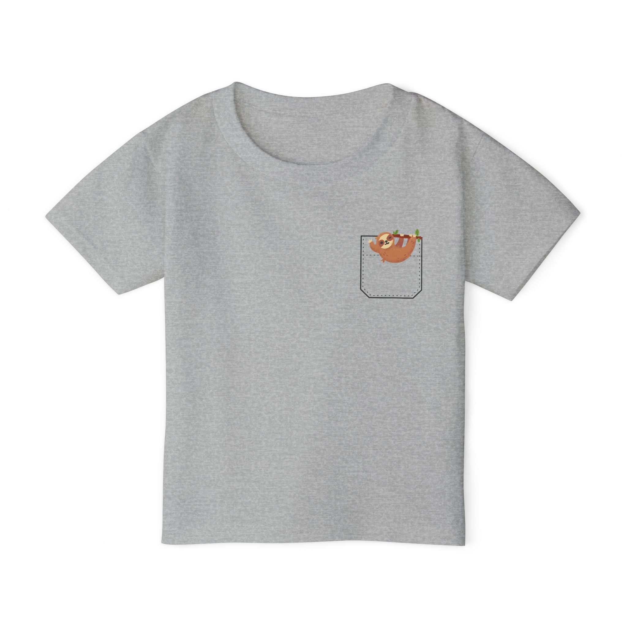 Fun and Cute Pocket Pet (Sloth) Unisex Heavy Cotton™ Toddler T-shirt.  There is NO Pocket in this Shirt...The Pocket is part of the Artwork