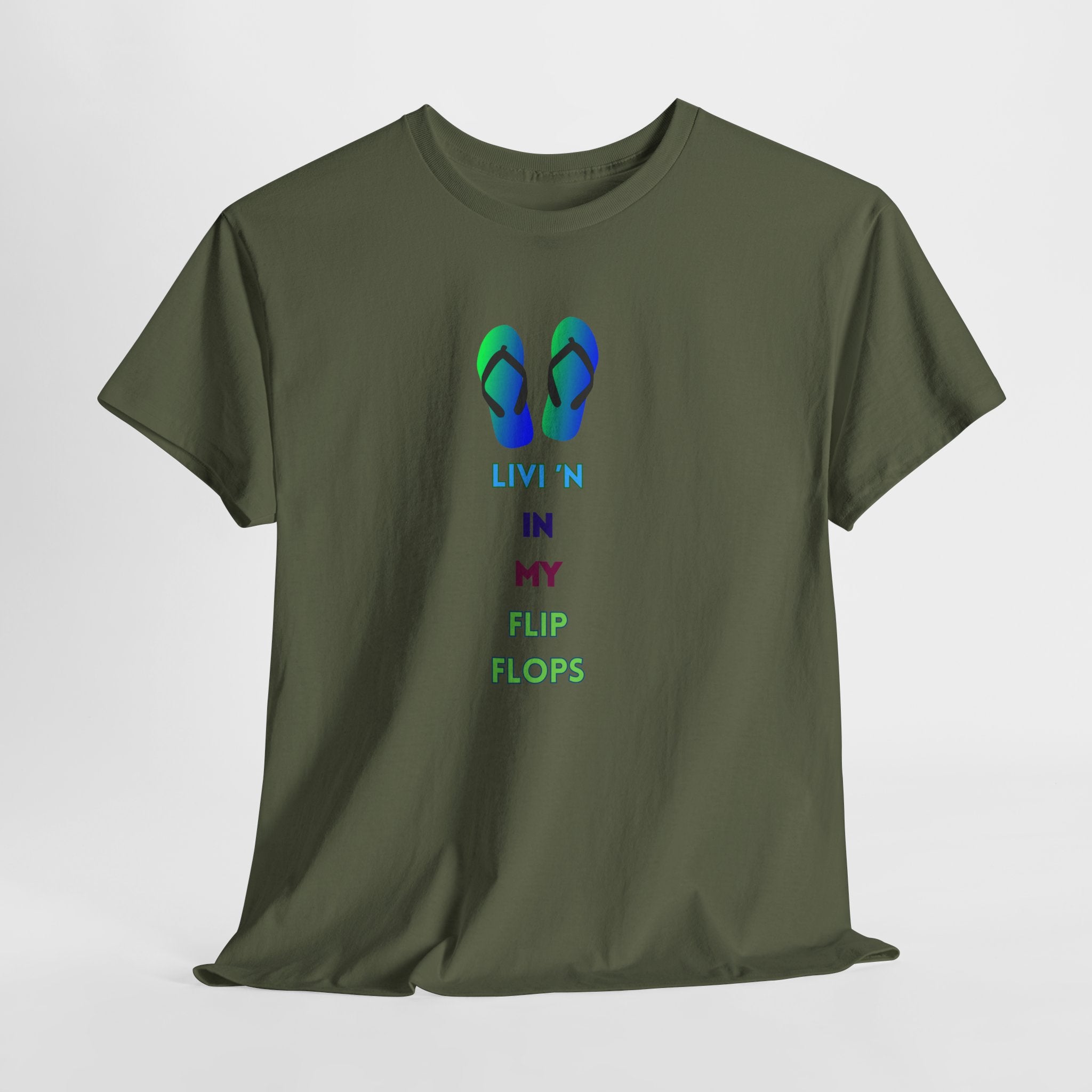 Fun Casual Summer Fun  Livi'n In My Flip Flops - Unisex Heavy Cotton Tee
