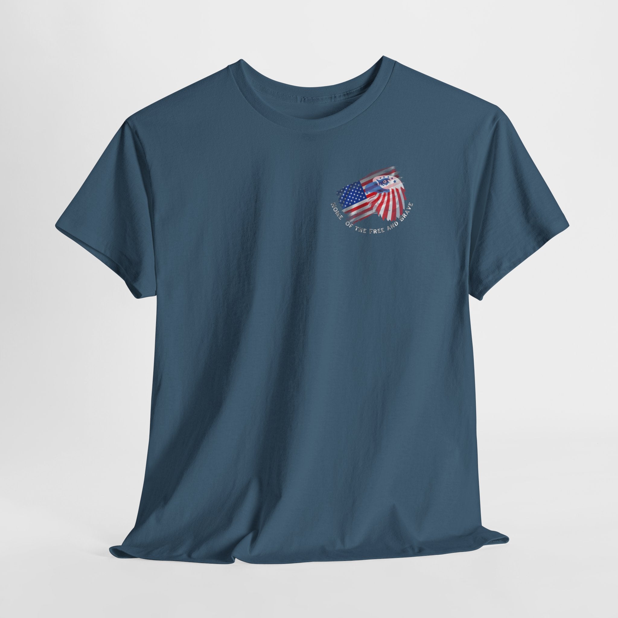 Patriotic Home of Free and Brave (Dark Shirts) Unisex Heavy Cotton Tee - Casual Tee, Vintage Style Shirt, Fourth of July Gift, USA Pride Apparel, Comfortable Everyday Wear