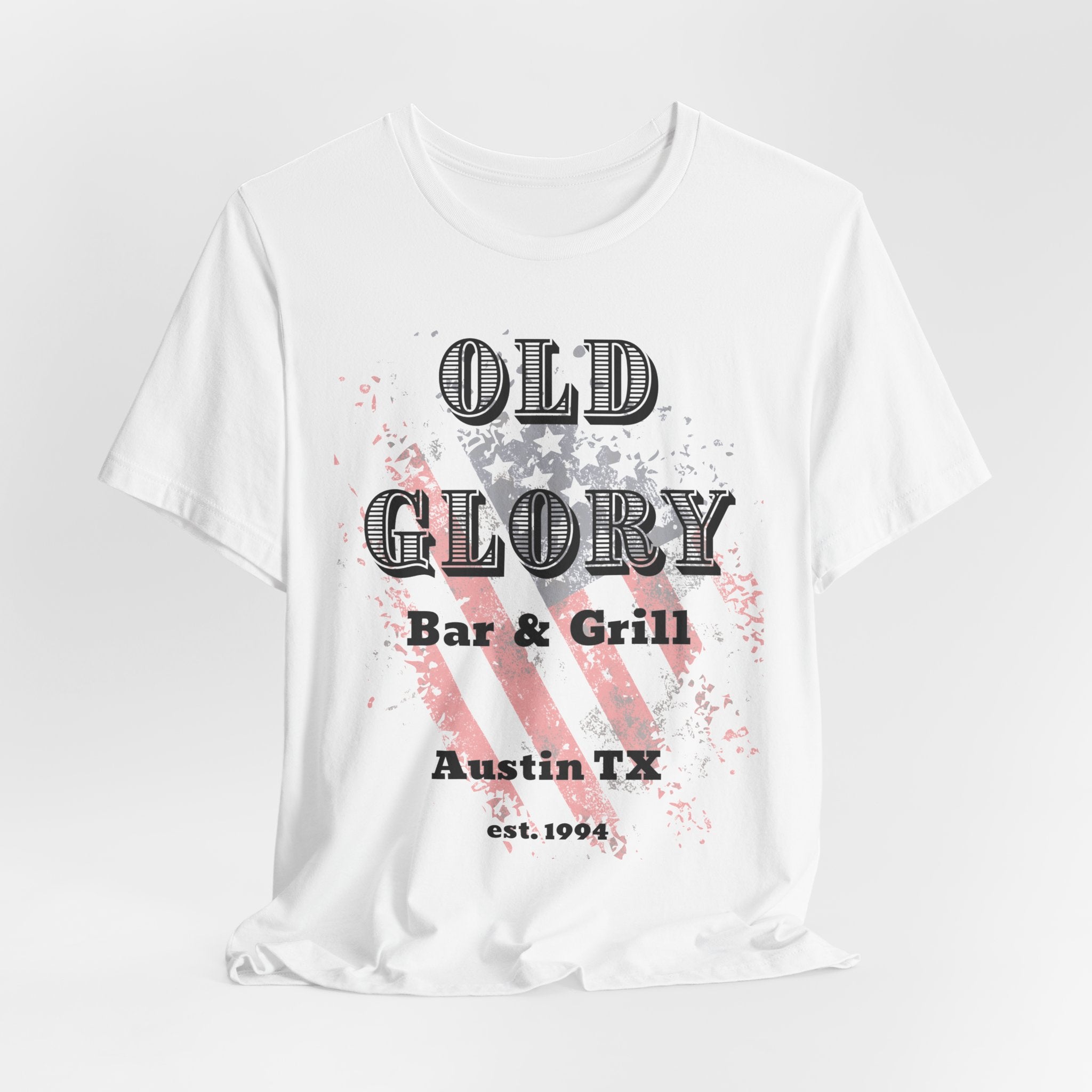 Iconic Austin, TX Bar & Grill  "Old Glory" Unisex Heavy Cotton Tee   Graphic Vintage Flag T Shirt