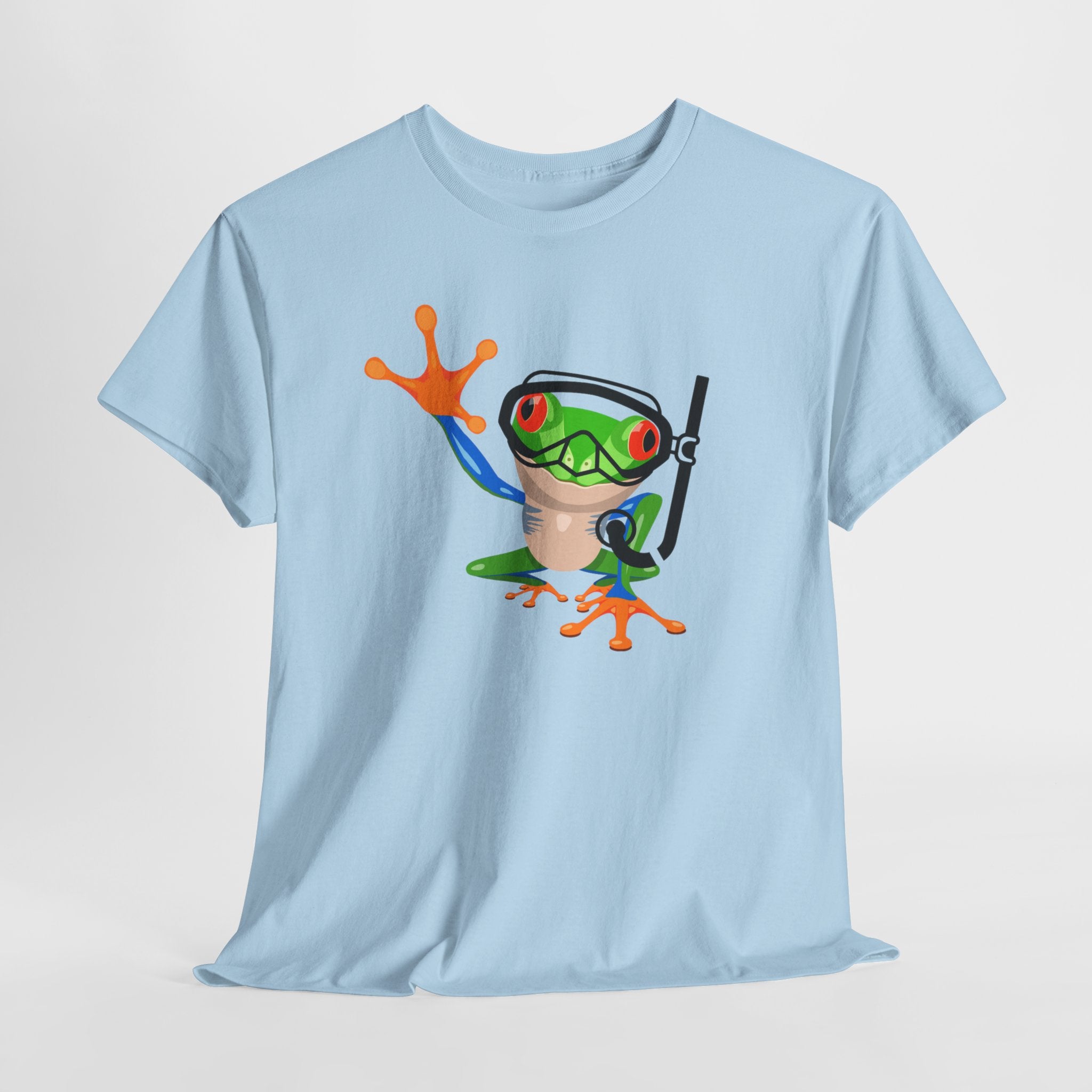 Fun Snorkel Tree Frog Diving Tee, Quirky Graphic Unisex T-Shirt, Perfect for Pool Parties, Gift for Nature Lovers, Beach Wear, Summer Vibes
