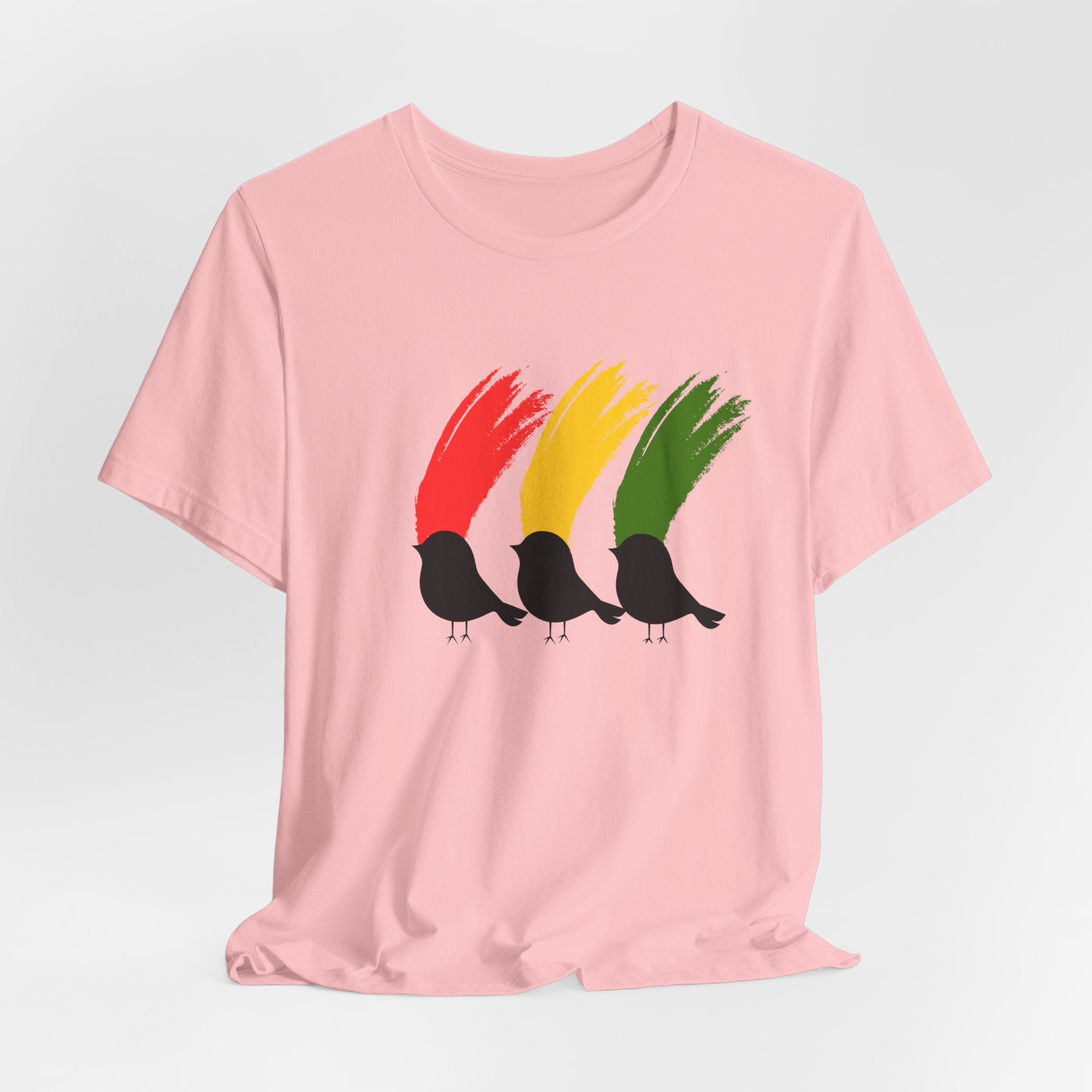 Rasta Three Little Birds Graphic Tee, Unisex T-Shirt for Music Lovers, Gift for Nature Enthusiasts, Summer Style, Eco-Friendly Wear