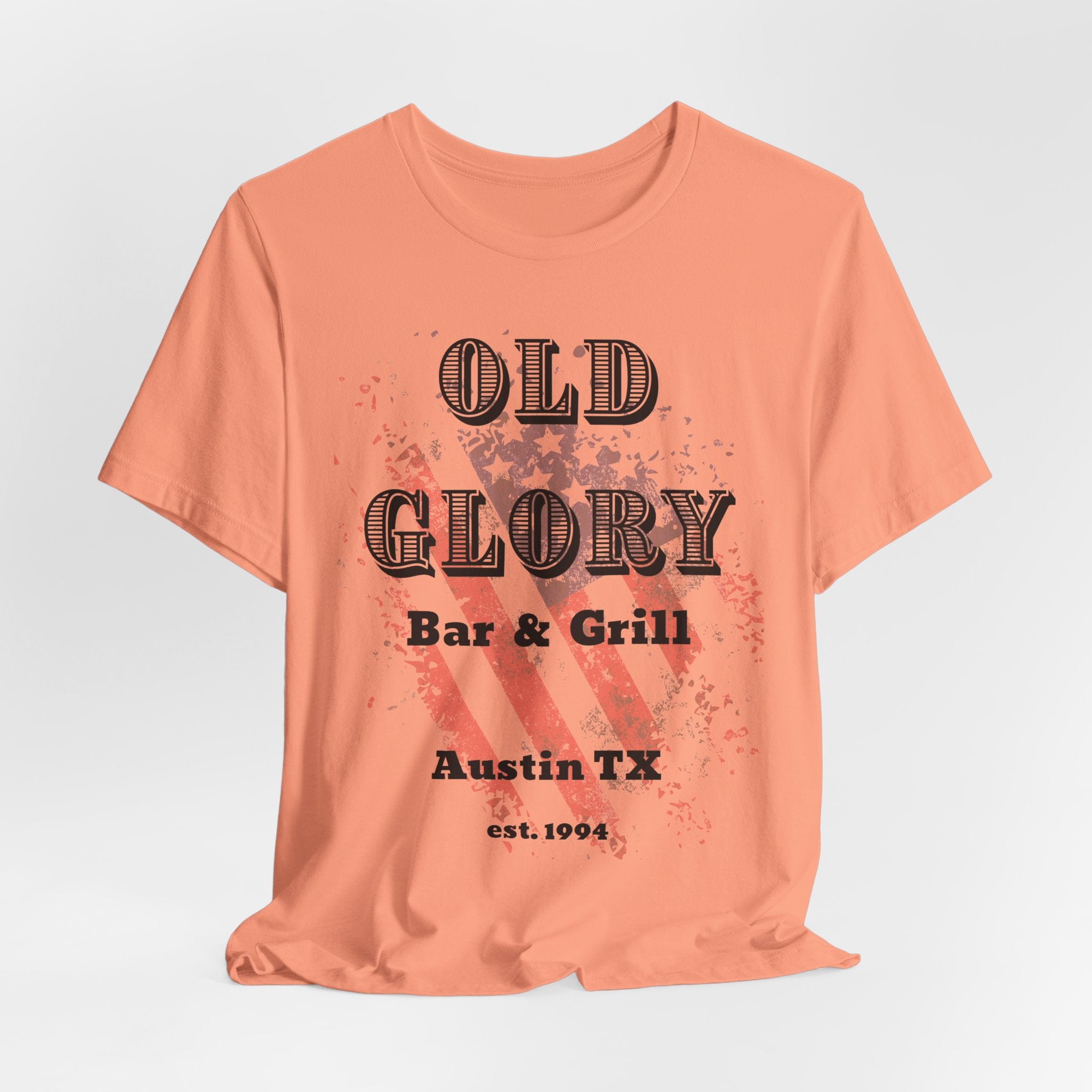 Iconic Austin, TX Bar & Grill  "Old Glory" Unisex Heavy Cotton Tee   Graphic Vintage Flag T Shirt
