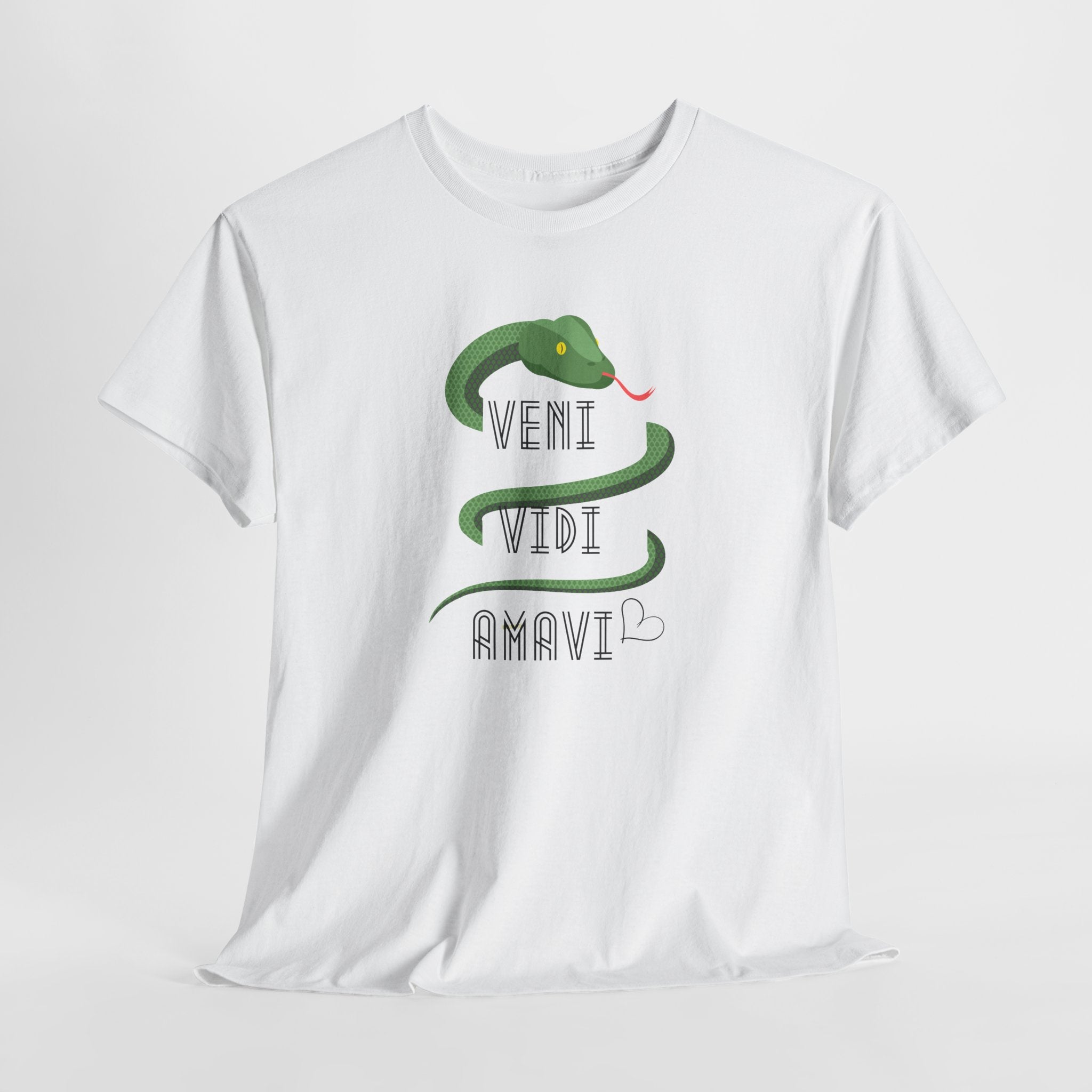 Veni Vidi Amavi  (I Came, I Saw, I Loved) Graphic Unisex Heavy Cotton Tee - Stylish Comfortable T-Shirt for Casual Wear