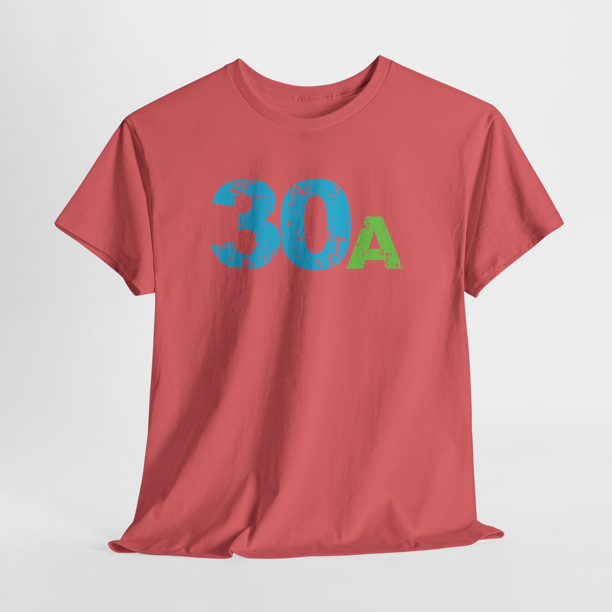 Graphic 30A Beach Unisex Heavy Cotton T-Shirt — Emerald Coast Tee with Blue & Green Distressed Logo