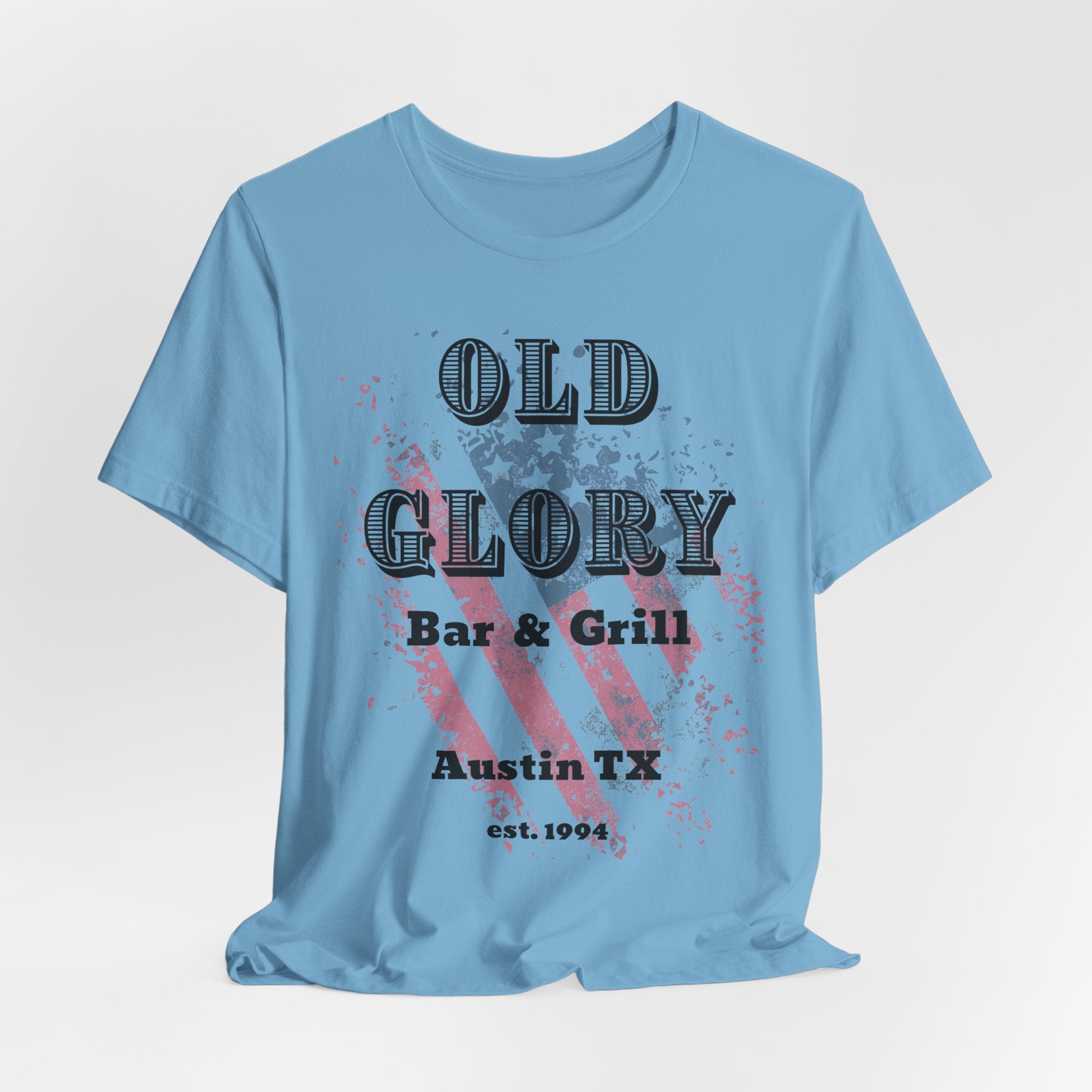 Iconic Austin, TX Bar & Grill  "Old Glory" Unisex Heavy Cotton Tee   Graphic Vintage Flag T Shirt