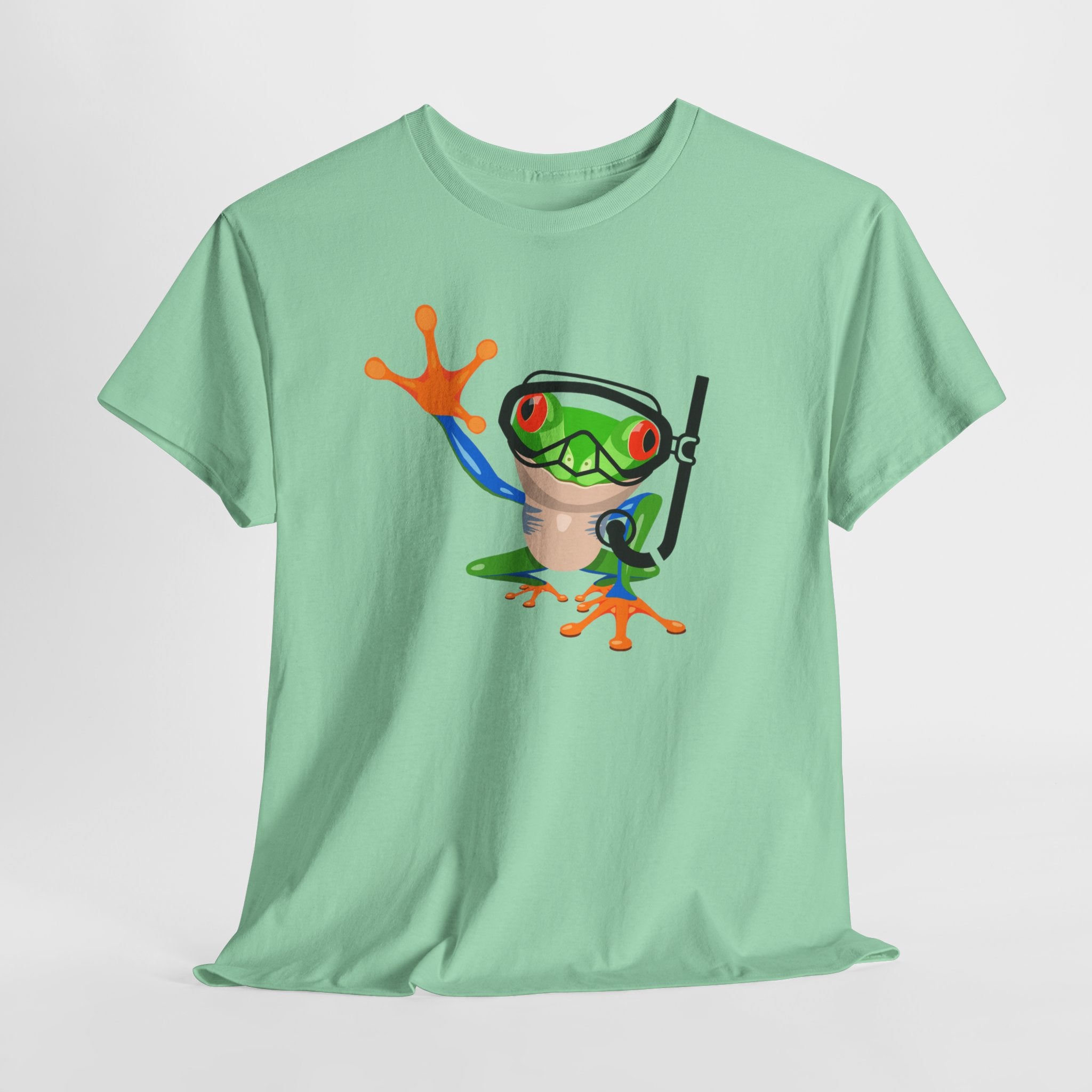 Fun Snorkel Tree Frog Diving Tee, Quirky Graphic Unisex T-Shirt, Perfect for Pool Parties, Gift for Nature Lovers, Beach Wear, Summer Vibes