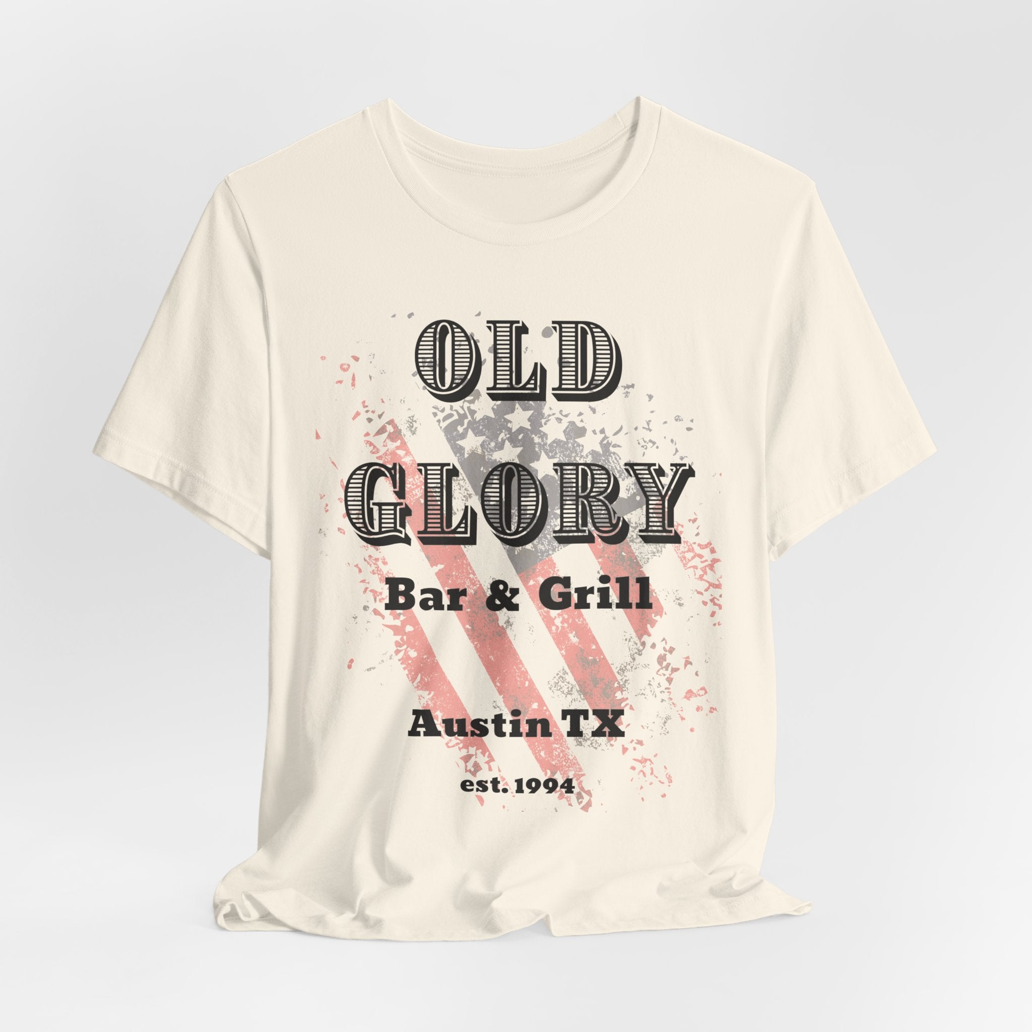 Iconic Austin, TX Bar & Grill  "Old Glory" Unisex Heavy Cotton Tee   Graphic Vintage Flag T Shirt